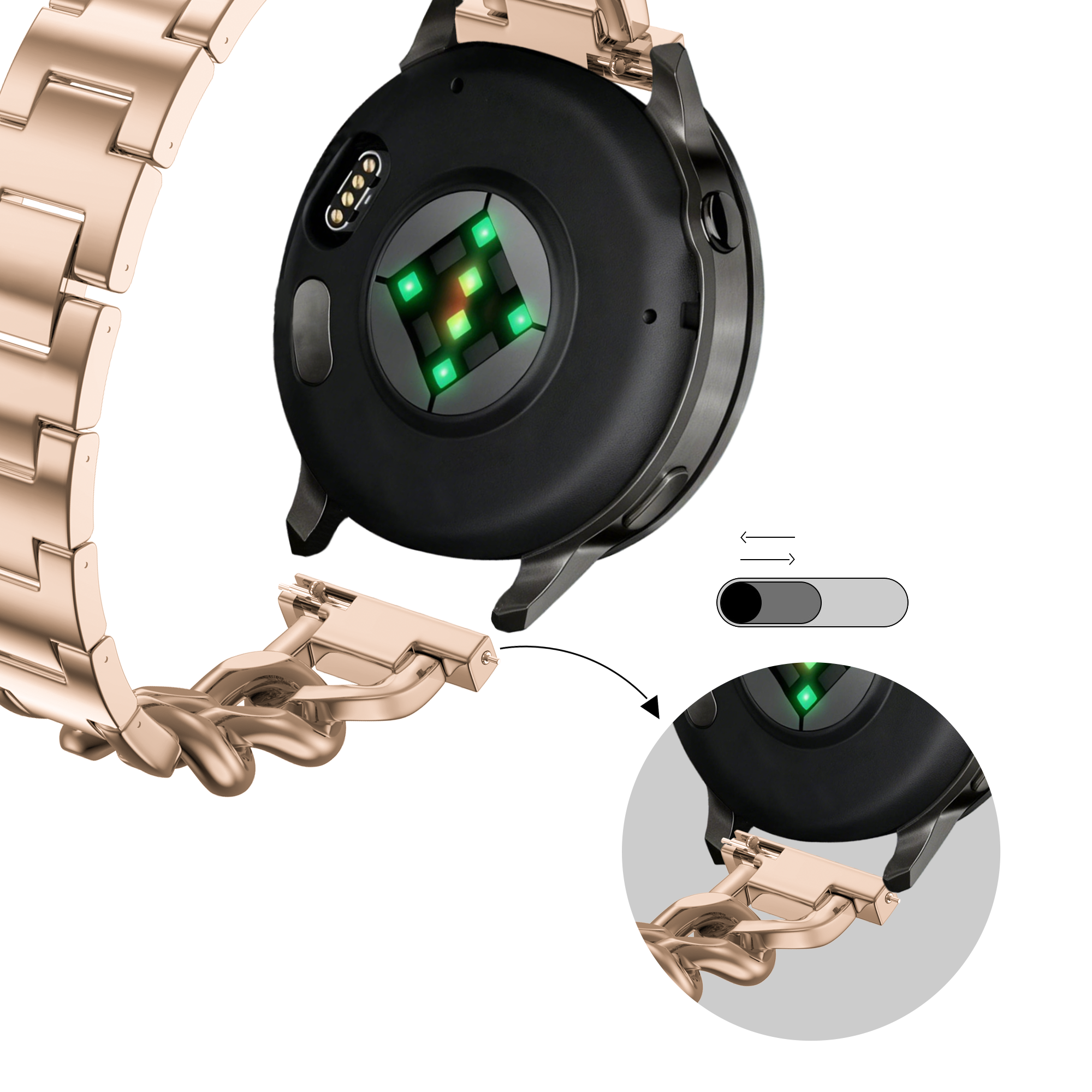 Bandz Garmin Vivoactive 6 Metallarmband 'Chains' (Roségold)