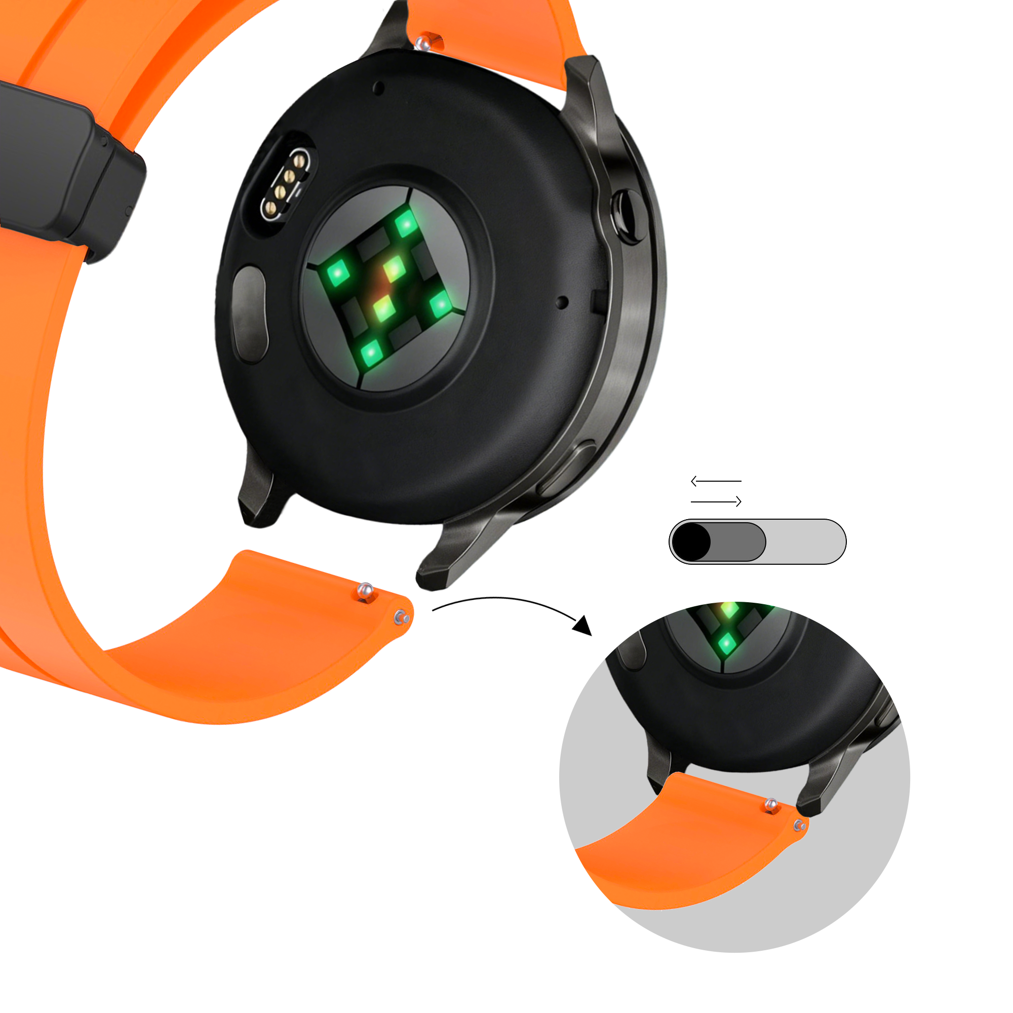 Bandz Garmin Vivoactive 3 Silikonarmband mit D-Schnalle (Orange)