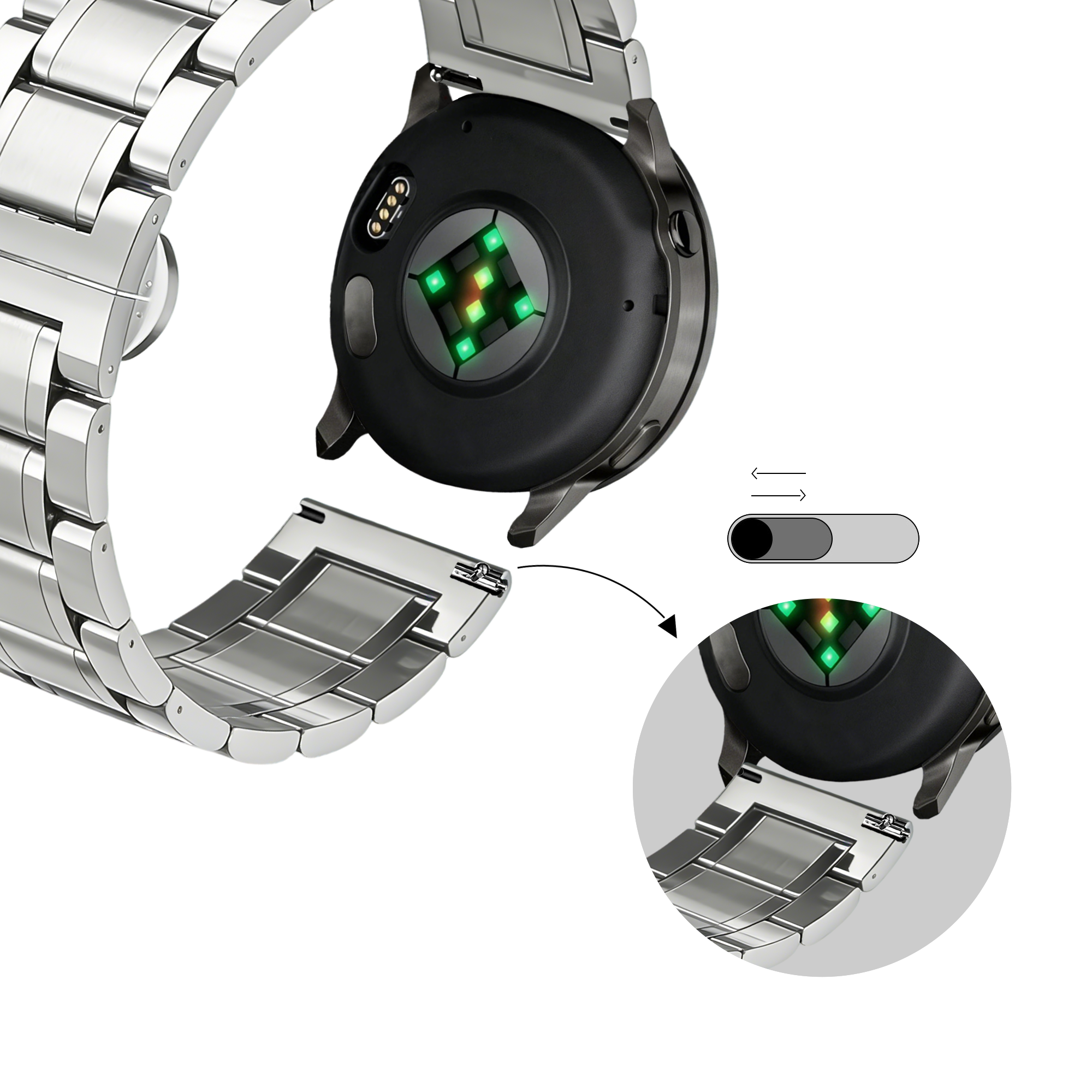 Bandz Garmin Bounce 2 Steel Link Strap 'Deluxe' (Silver)