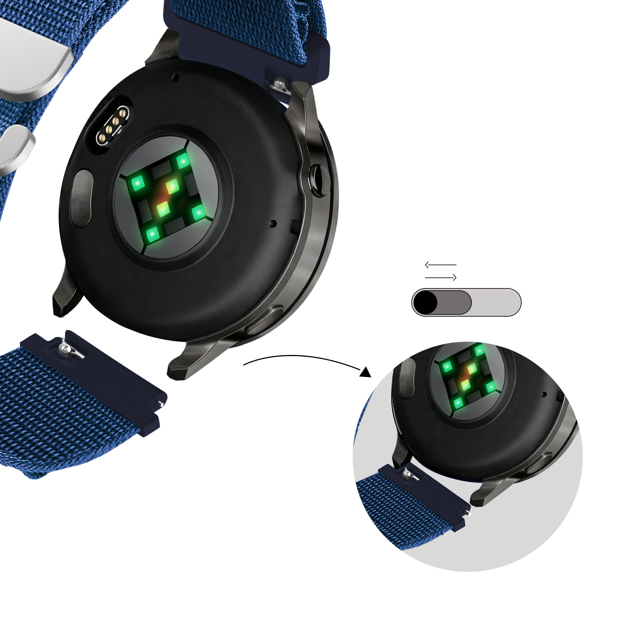 Bandz Garmin Vivoactive 4 Alpine Nylonarmband (Blau)