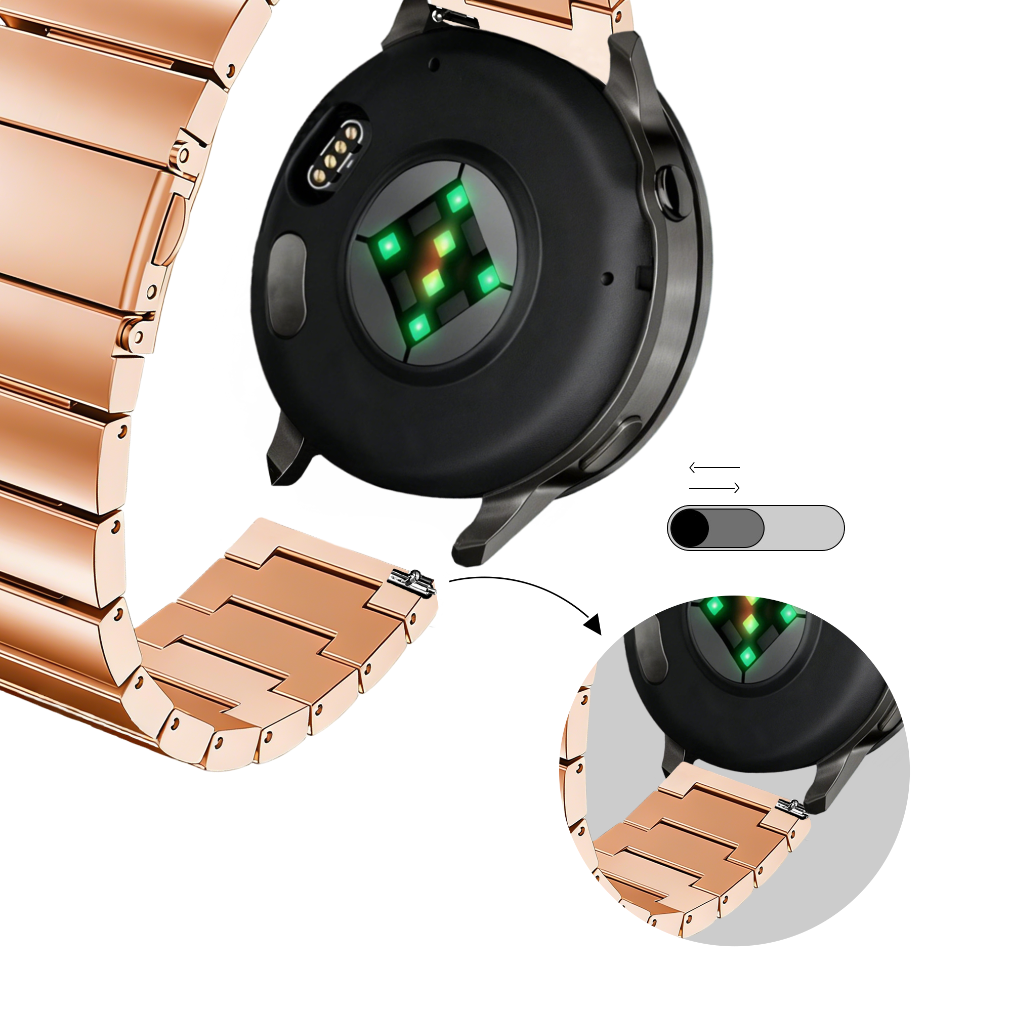 Bandz Garmin Vivomove Luxe Stahlarmband 'One Bead' (Roségold)