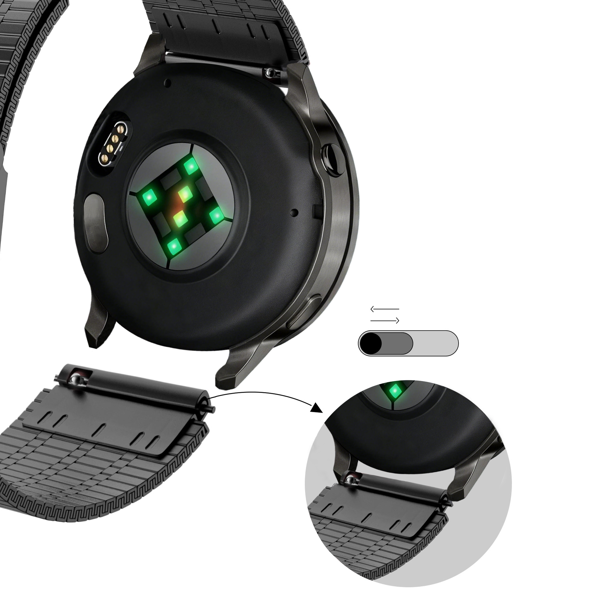 Bandz Garmin D2 Air X15 Verstellbares Stahlarmband (Schwarz)