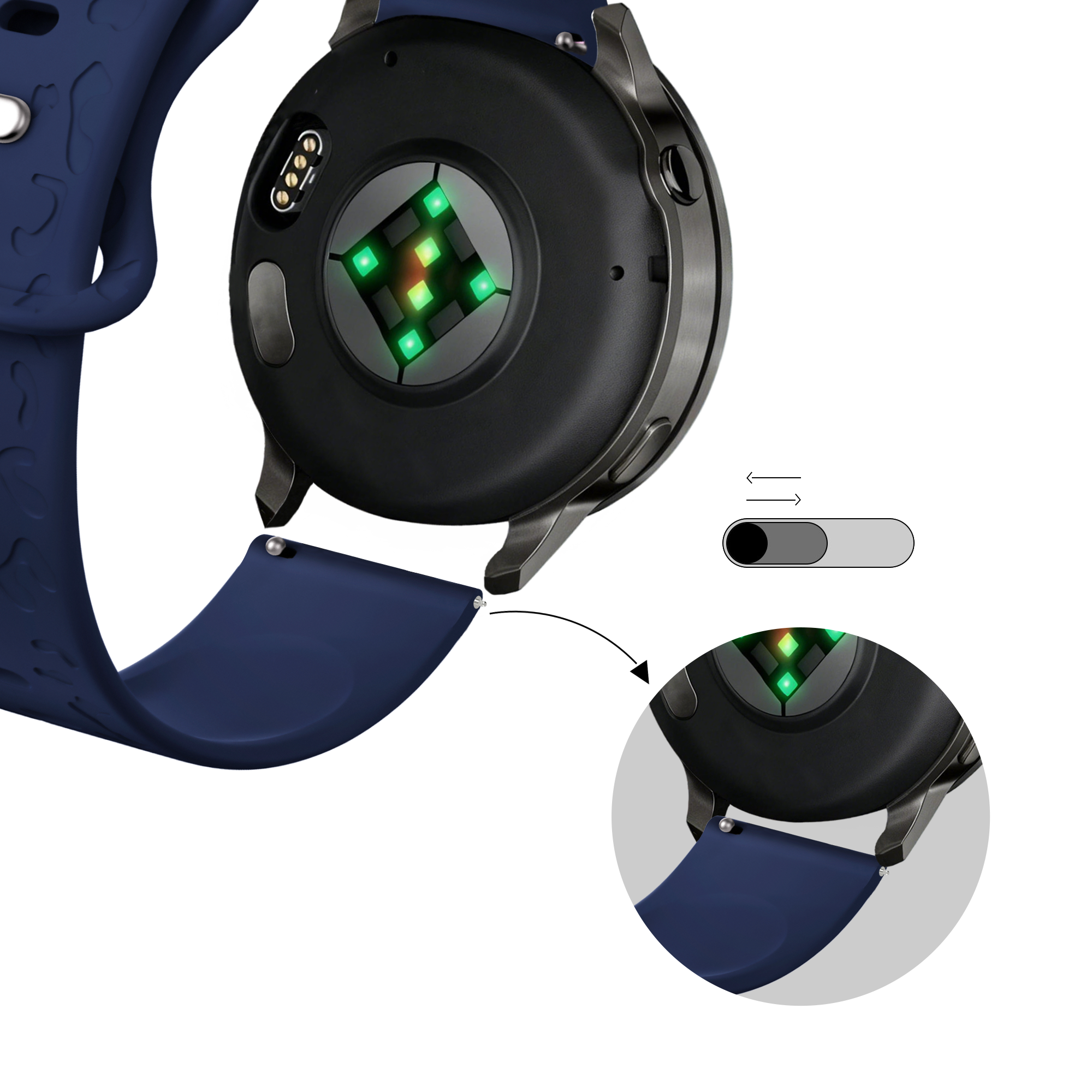 Bandz Garmin Venu 4 - 41mm Silikonarmband 'Leopard' (Dunkelblau)