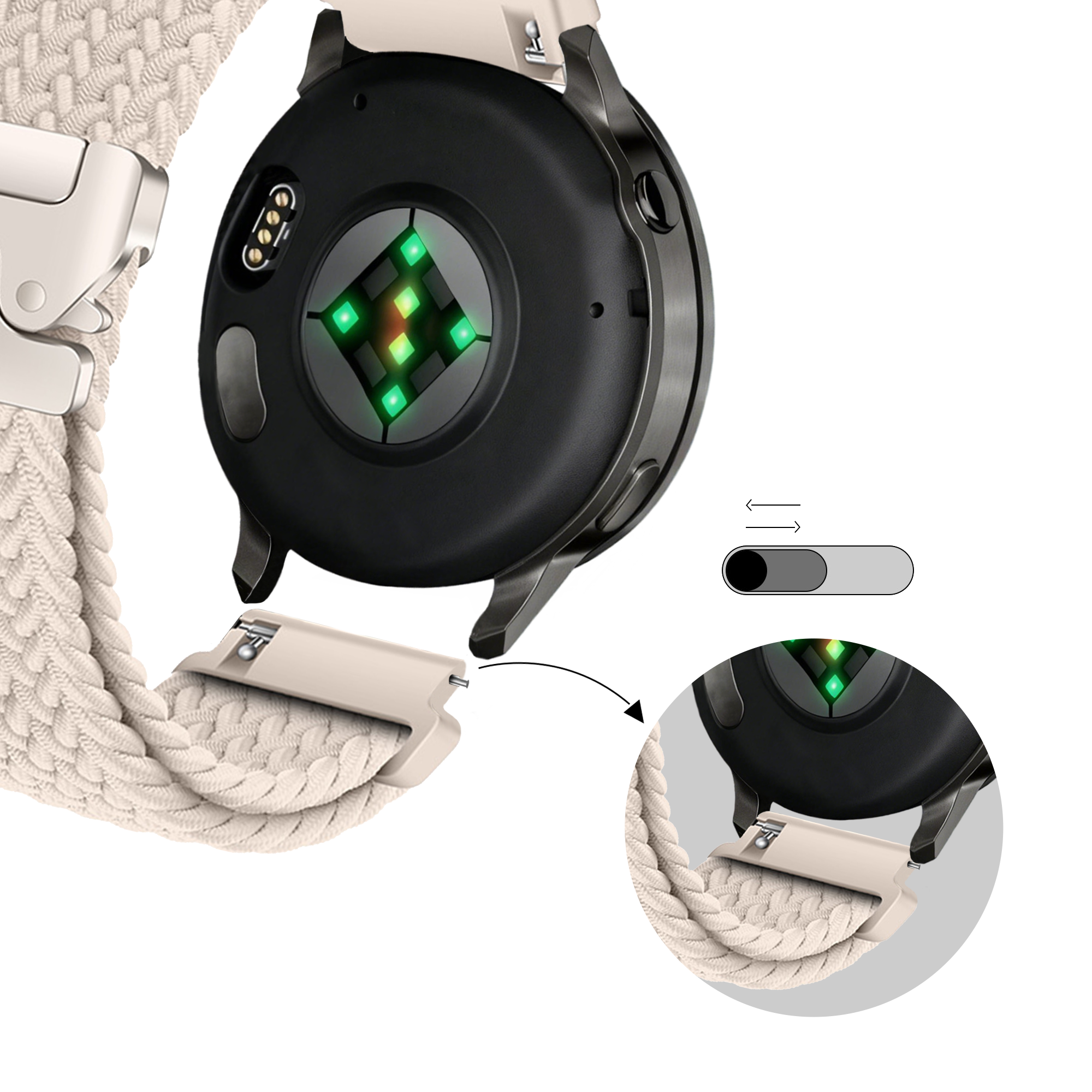 Bandz Garmin Vivoactive 4s Geflochtenes Armband 'Parachute' (Polarstern)