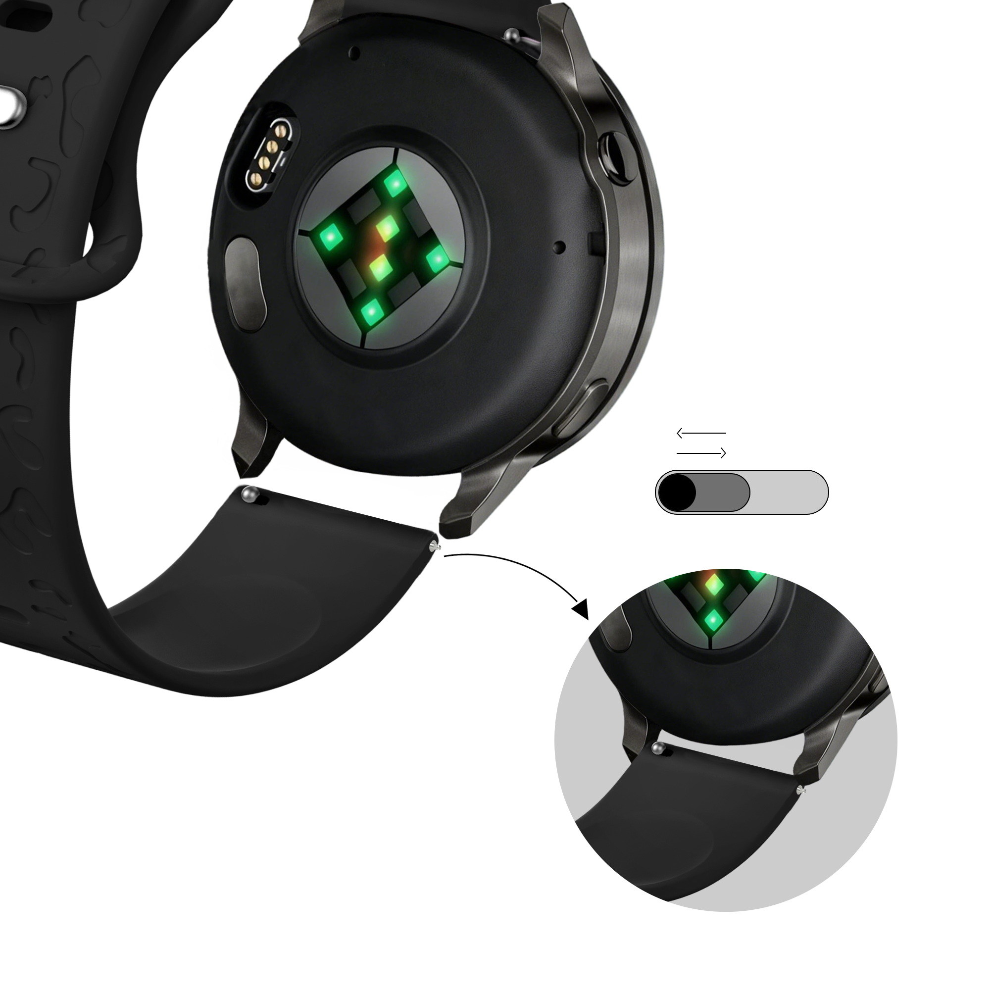 Bandz Garmin Venu 2s Silikonarmband 'Leopard' (Schwarz)