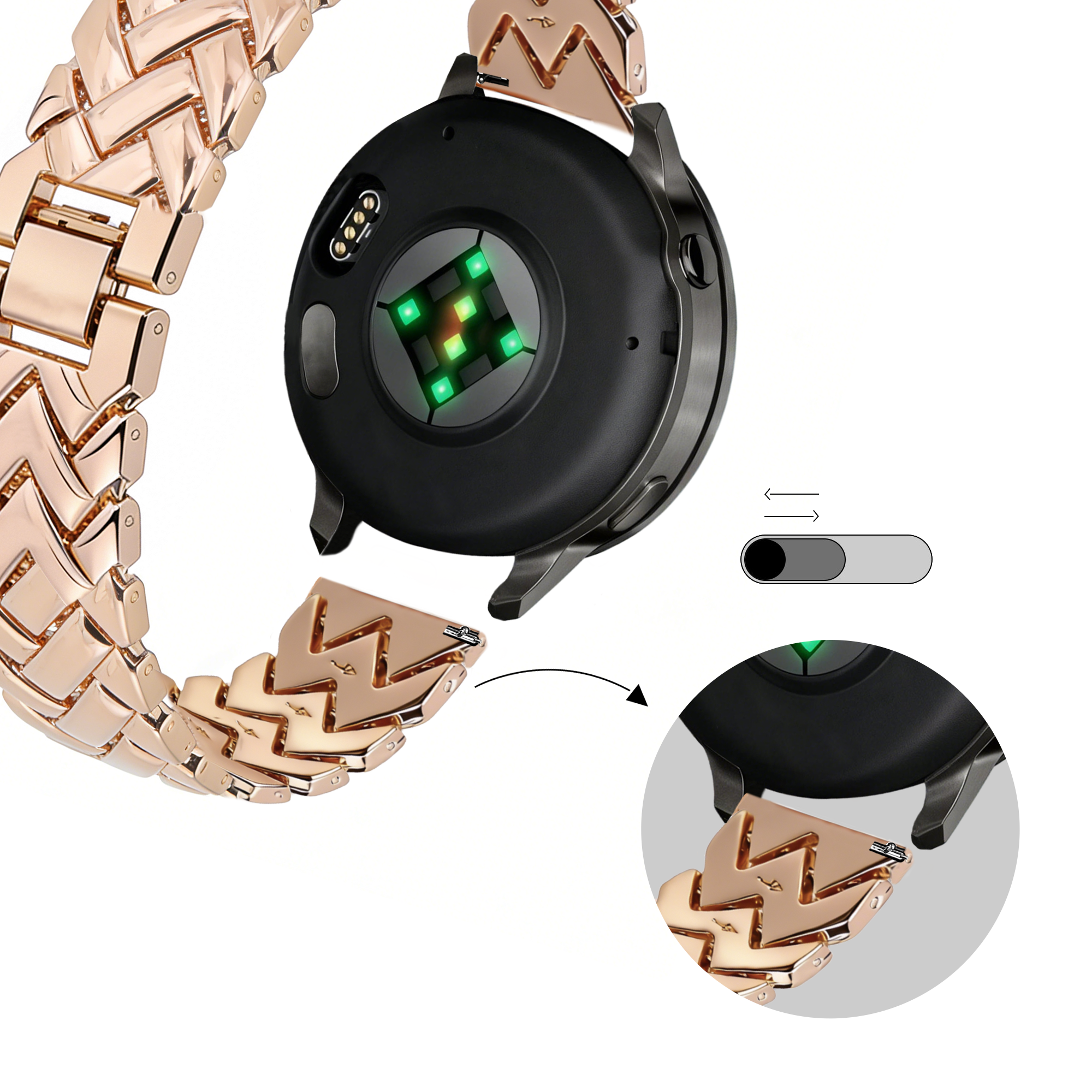 Bandz Garmin Vivoactive 4s Metallarmband 'V-Type' (Roségold)