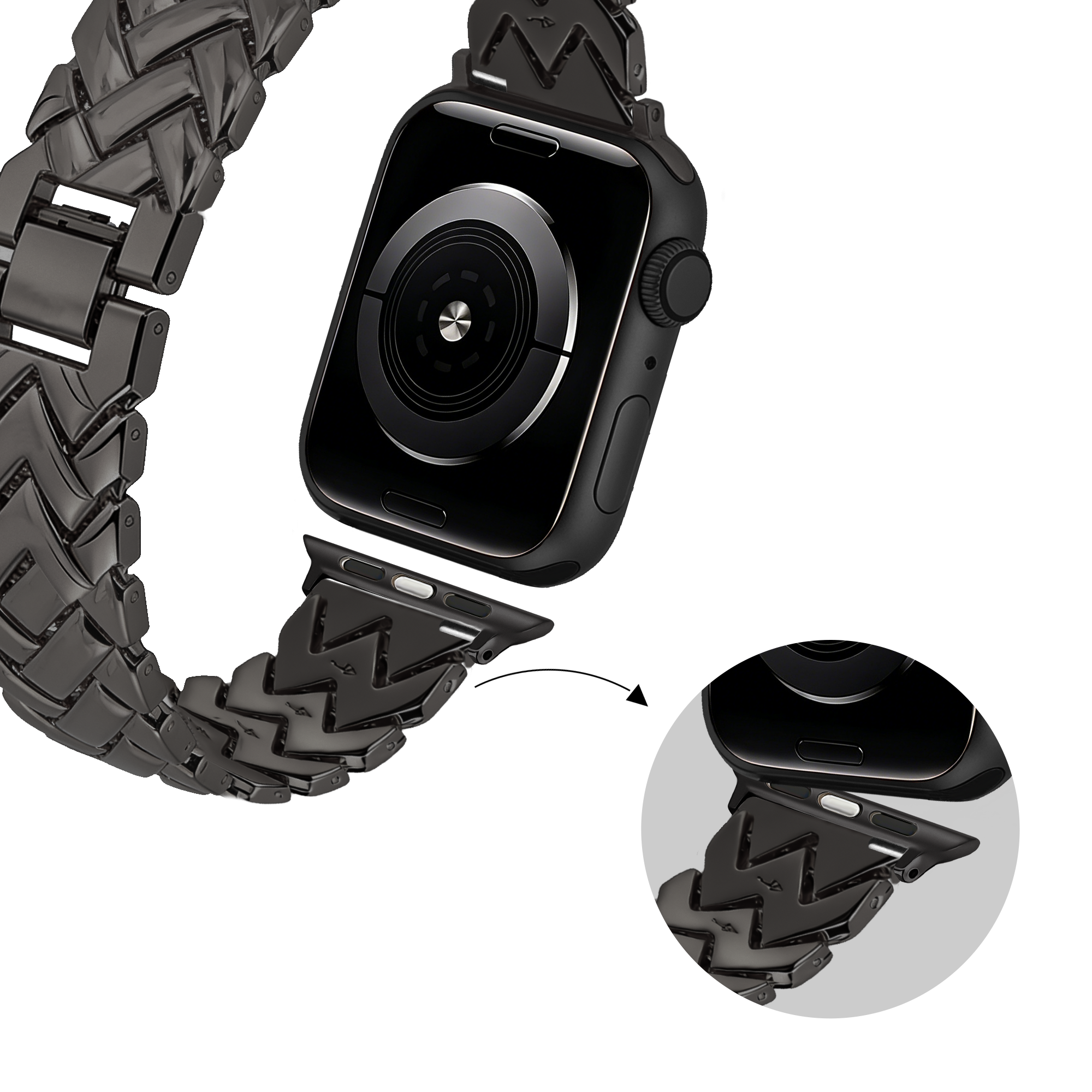 Bandz Apple Watch Metallarmband 'V-Type' (Schwarz)