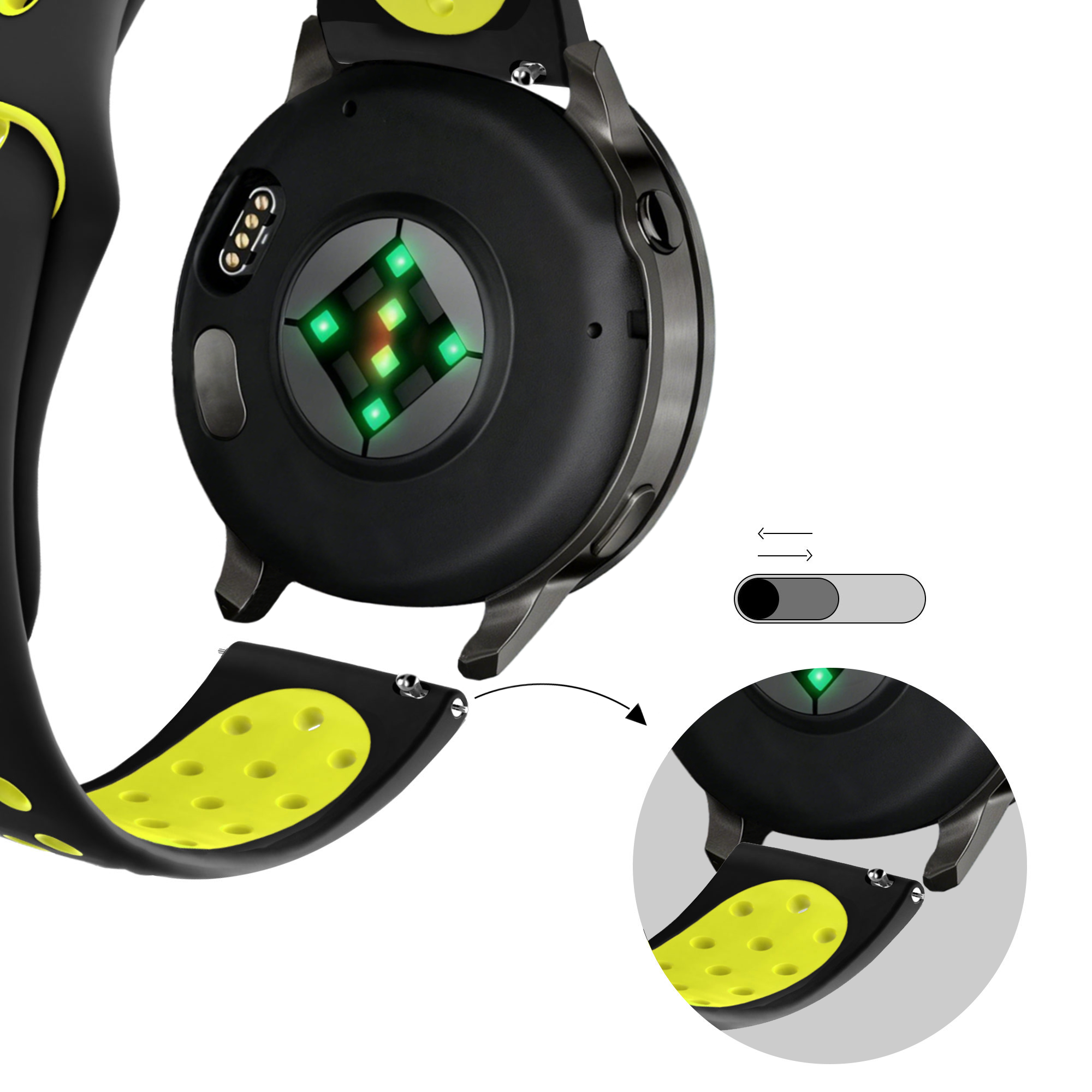 Bandz Garmin Vivoactive 3 Sport Strap 'Deluxe' (Black/Yellow)