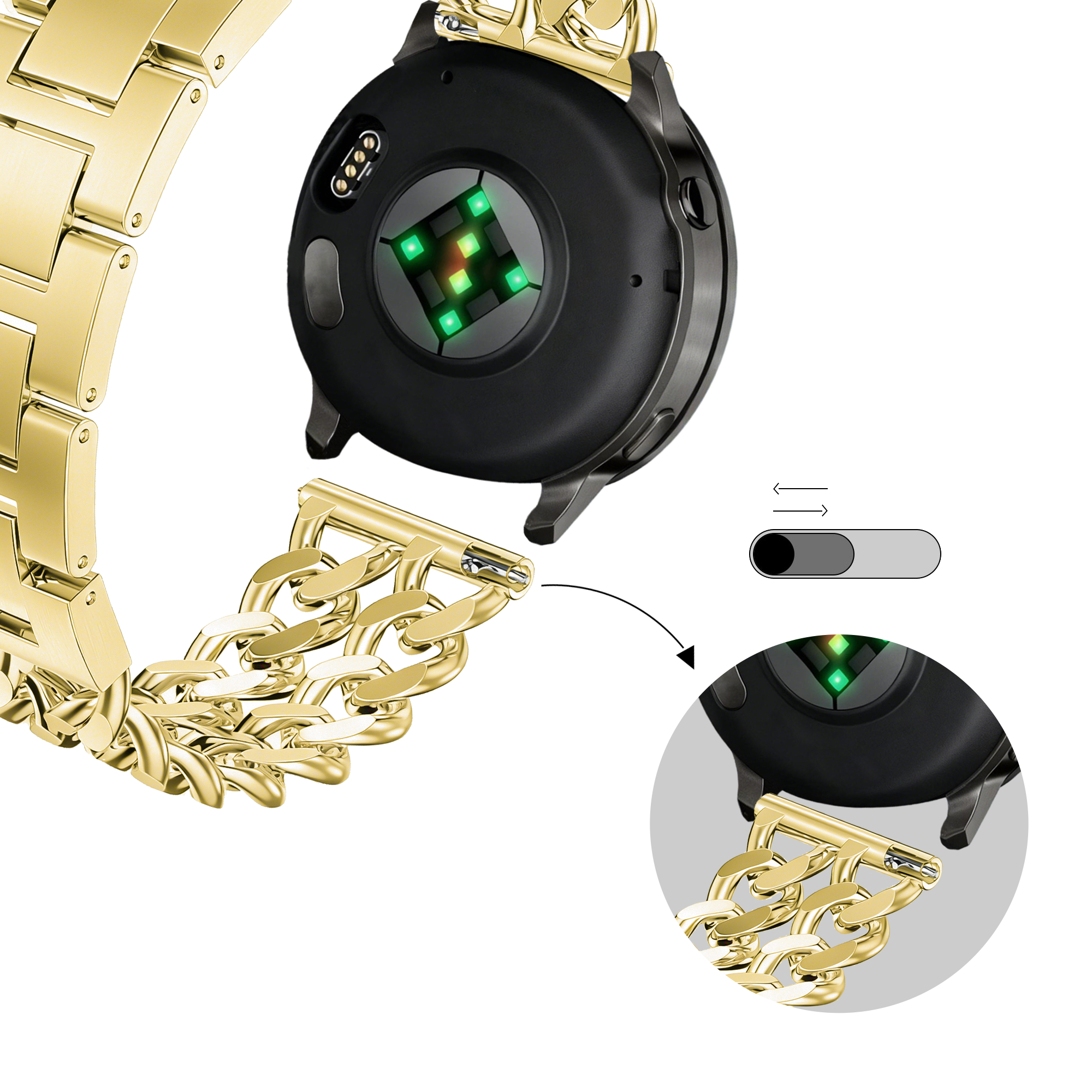 Bandz ICE Fit RT 3.0 - 36mm Stahlarmband 'Double Chains' (Gold)