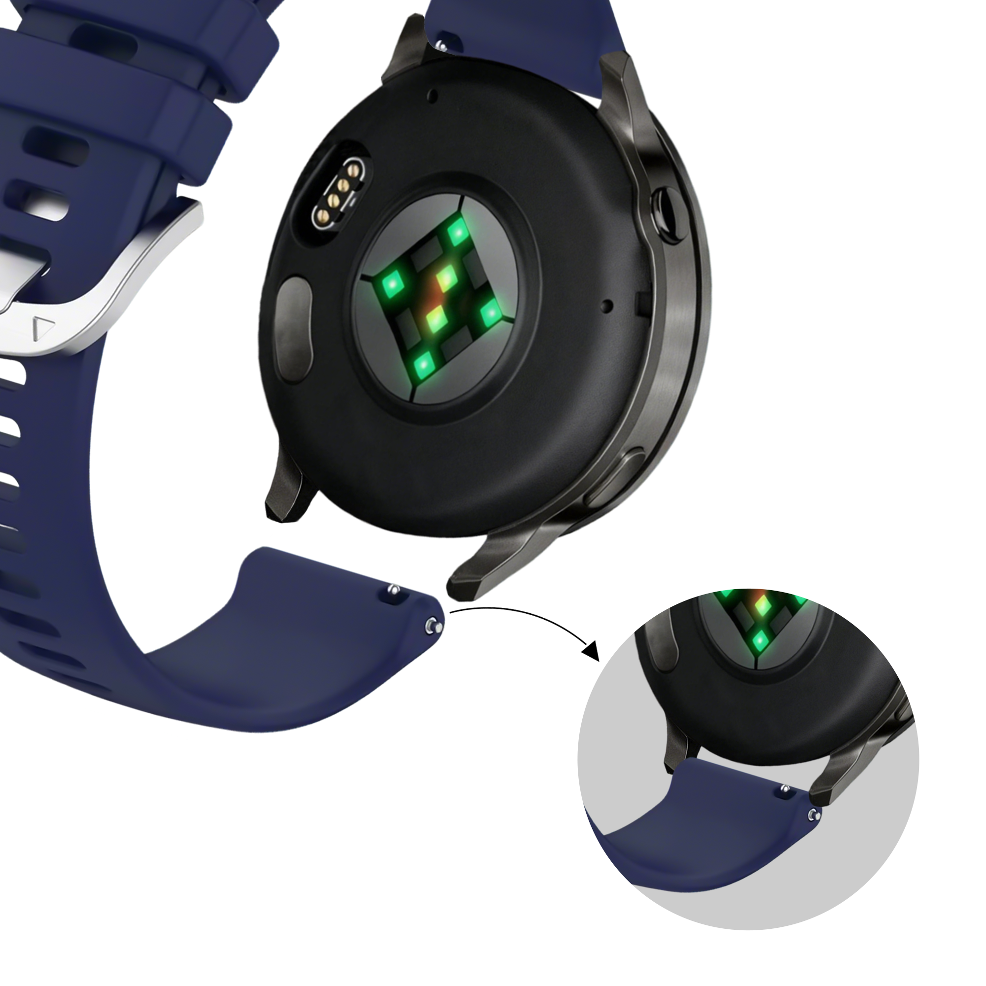 Bandz Garmin Vivomove 3s Silikonarmband 'Classic' (Dunkelblau)