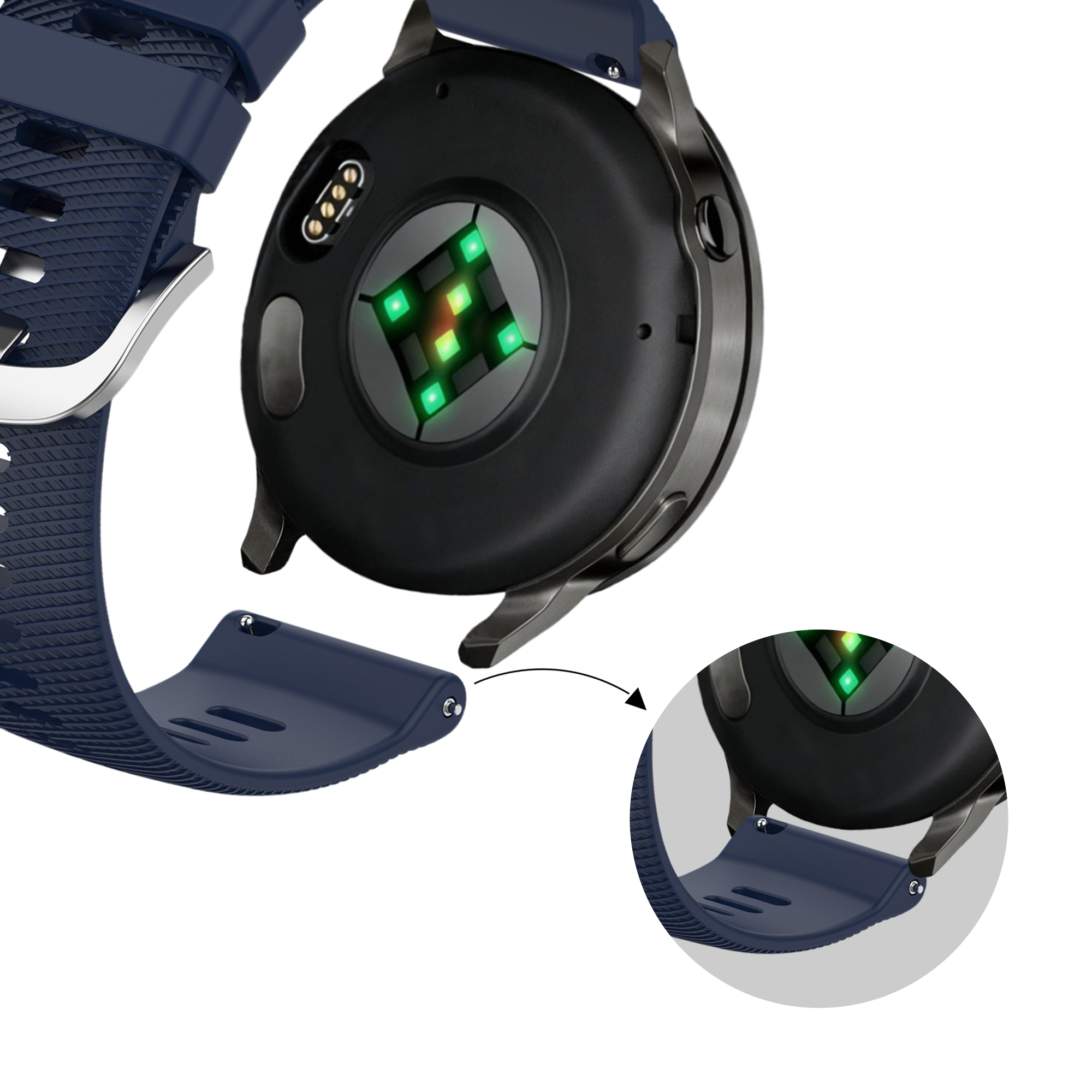 Bandz Garmin Vivoactive 4s Silikonarmband 'Deluxe' (Dunkelblau)