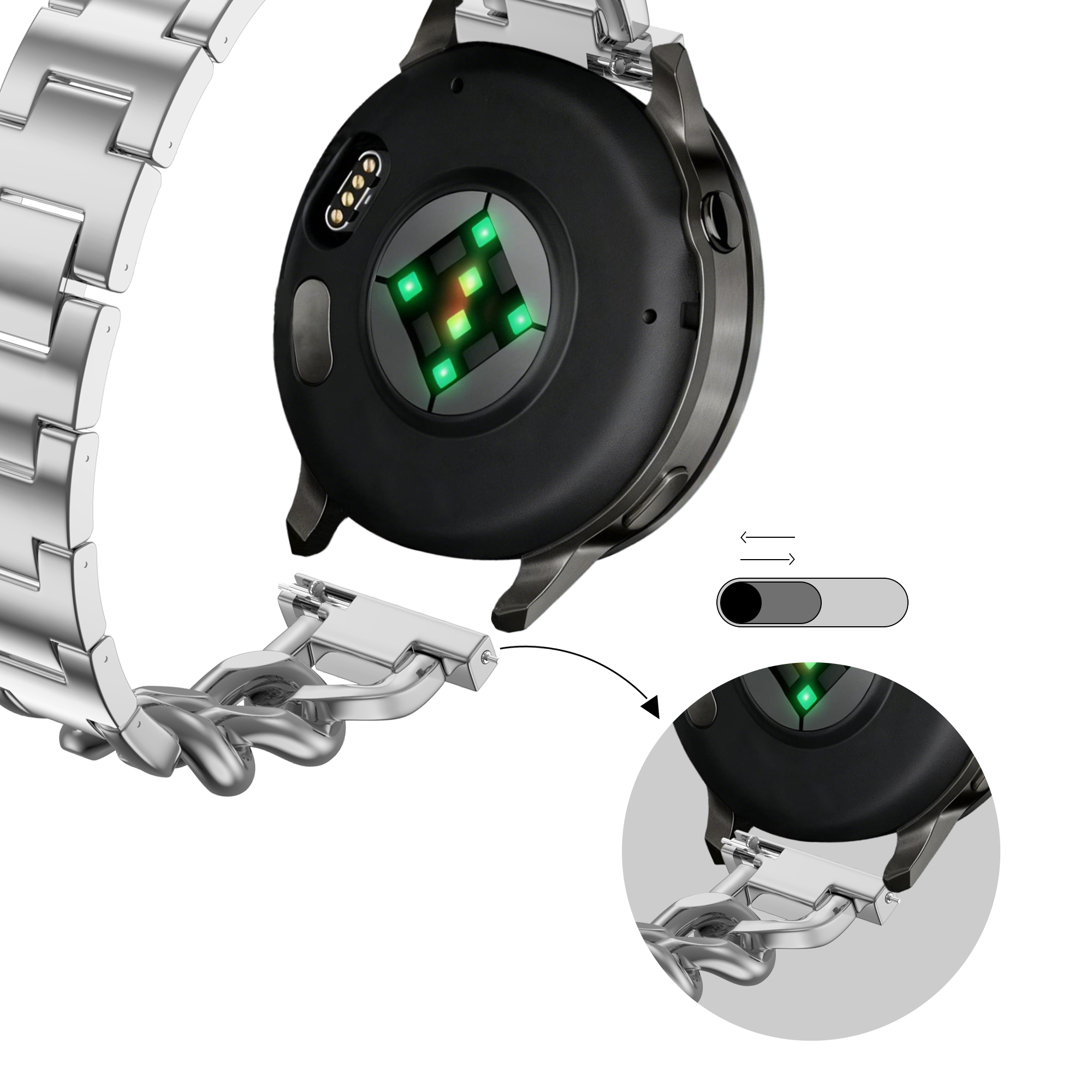 Bandz Garmin Venu 4 - 41mm Metal Strap 'Chains' (Silver)