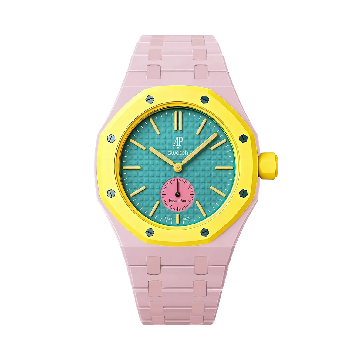 Swatch Royal Pop Biokeramik-Armband – 3 Uhr (Rosa)