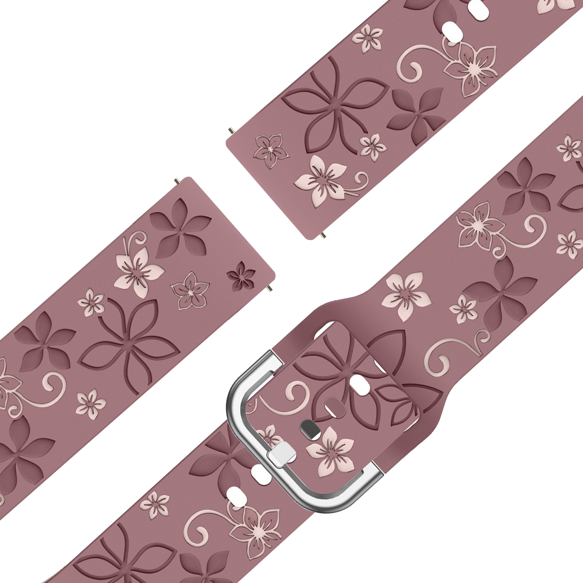 Bandz Garmin Venu 4 - 41mm Silicone Strap 'Flowers' (Smoke Purple/Light Pink)