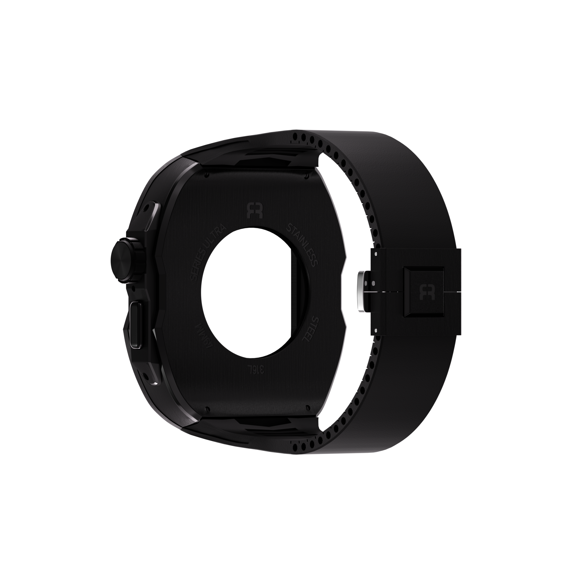 Reqior Apple Watch Ultra Hülle mit integriertem Gummi-Armband (Schwarz)