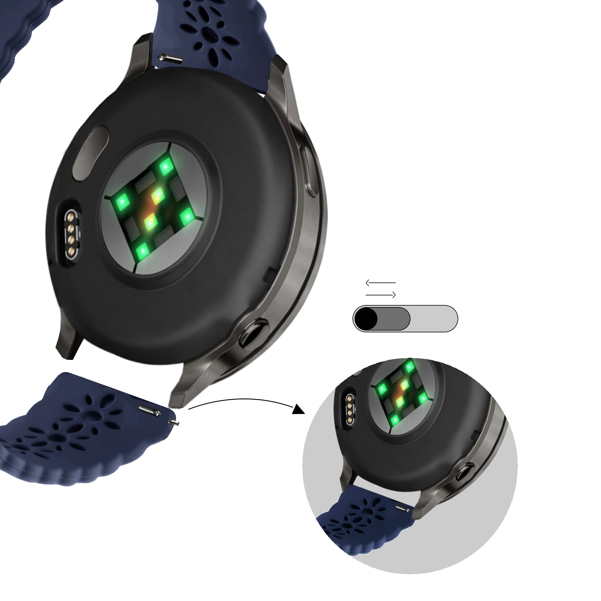 Bandz Garmin Vivoactive 6 Silikonarmband 'Lace' (Dunkelblau)