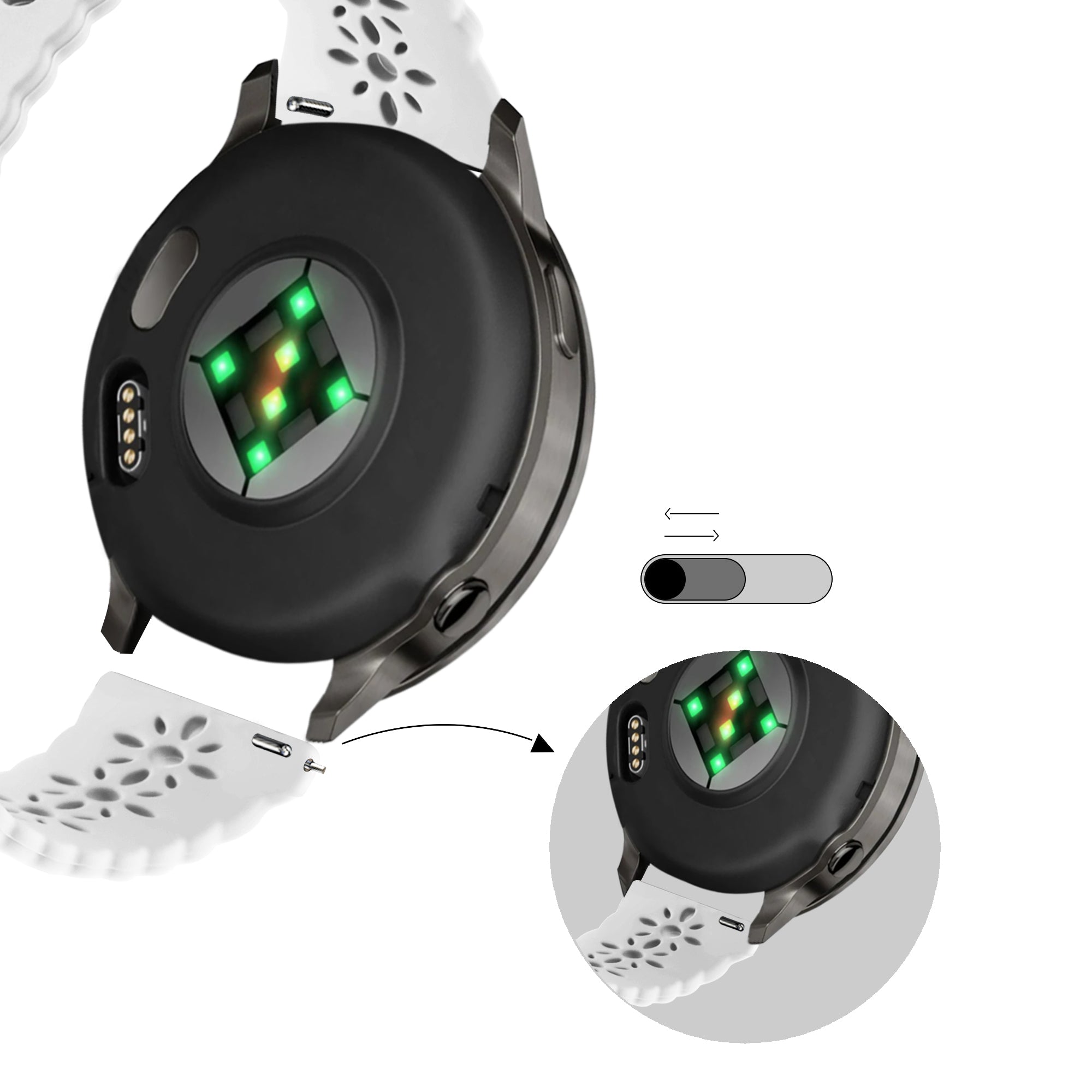 Bandz Garmin Vivoactive 6 Silikonarmband 'Lace' (Weiß)