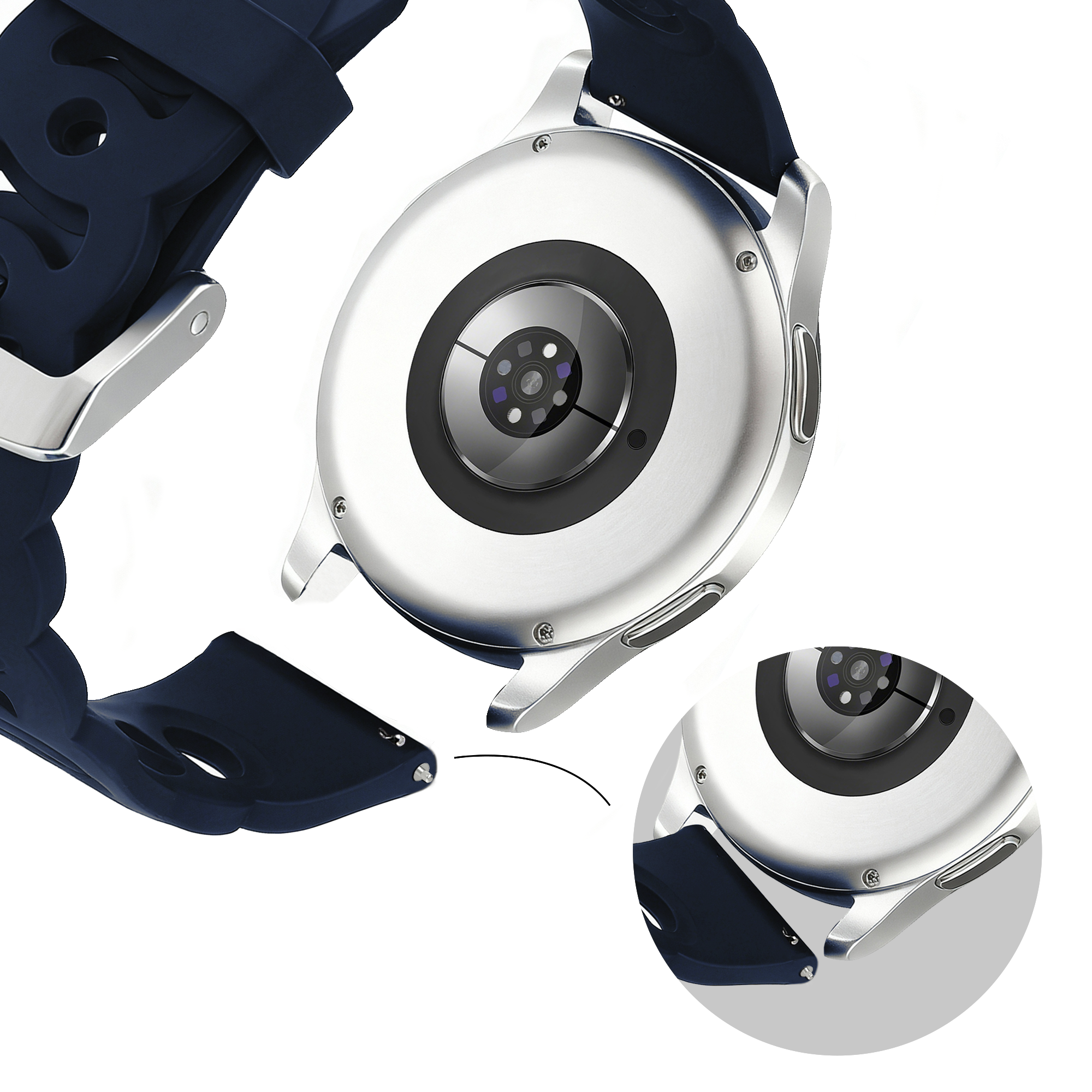 Bandz Withings Steel HR Sport Silikonarmband 'Chains' (Dunkelblau)