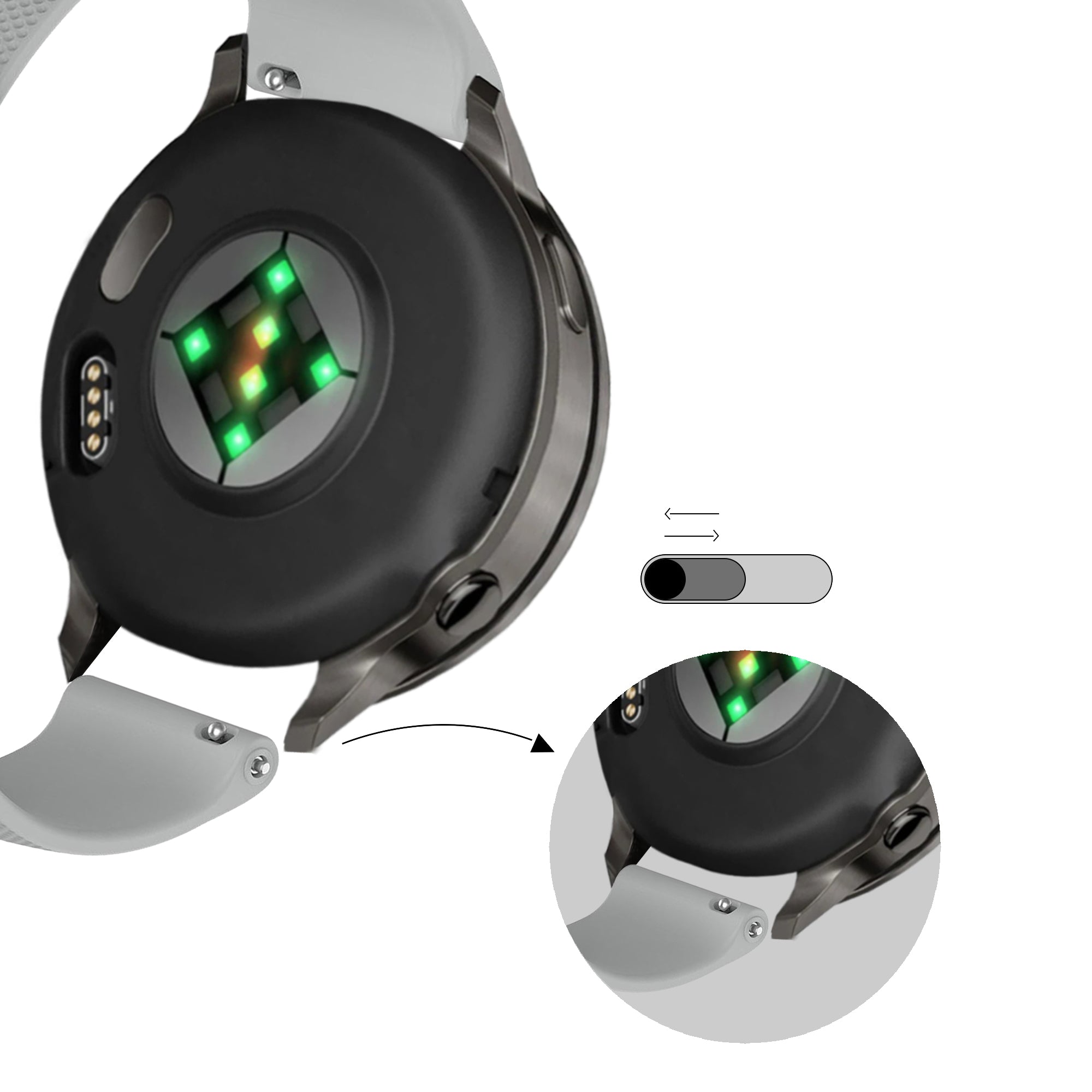 Bandz Garmin Forerunner 645 Silikonarmband 'Premium' (Grau)