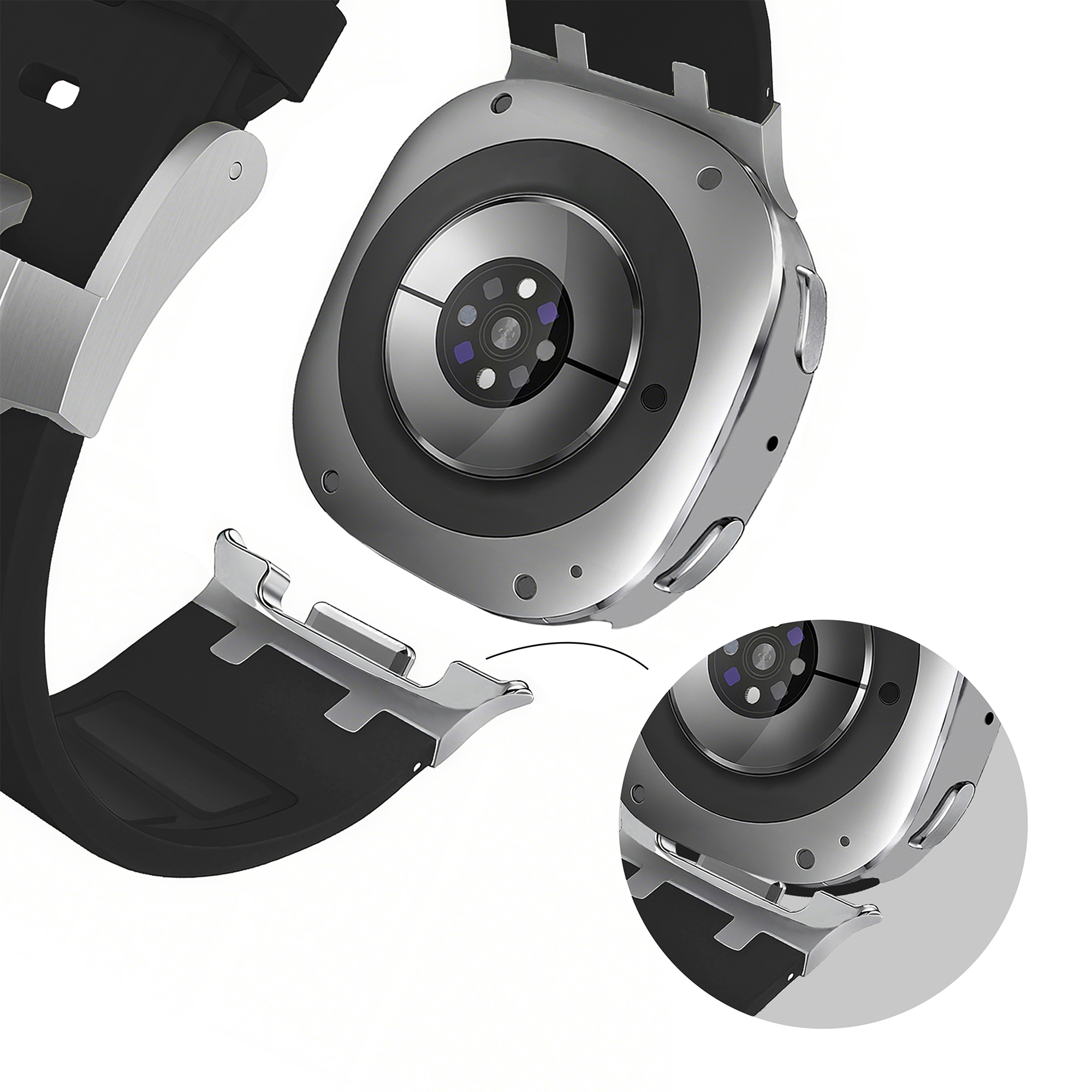 Bandz Samsung Galaxy Watch 8 - 44mm Silikonarmband 'Luxe Liquid' (Schwarz)