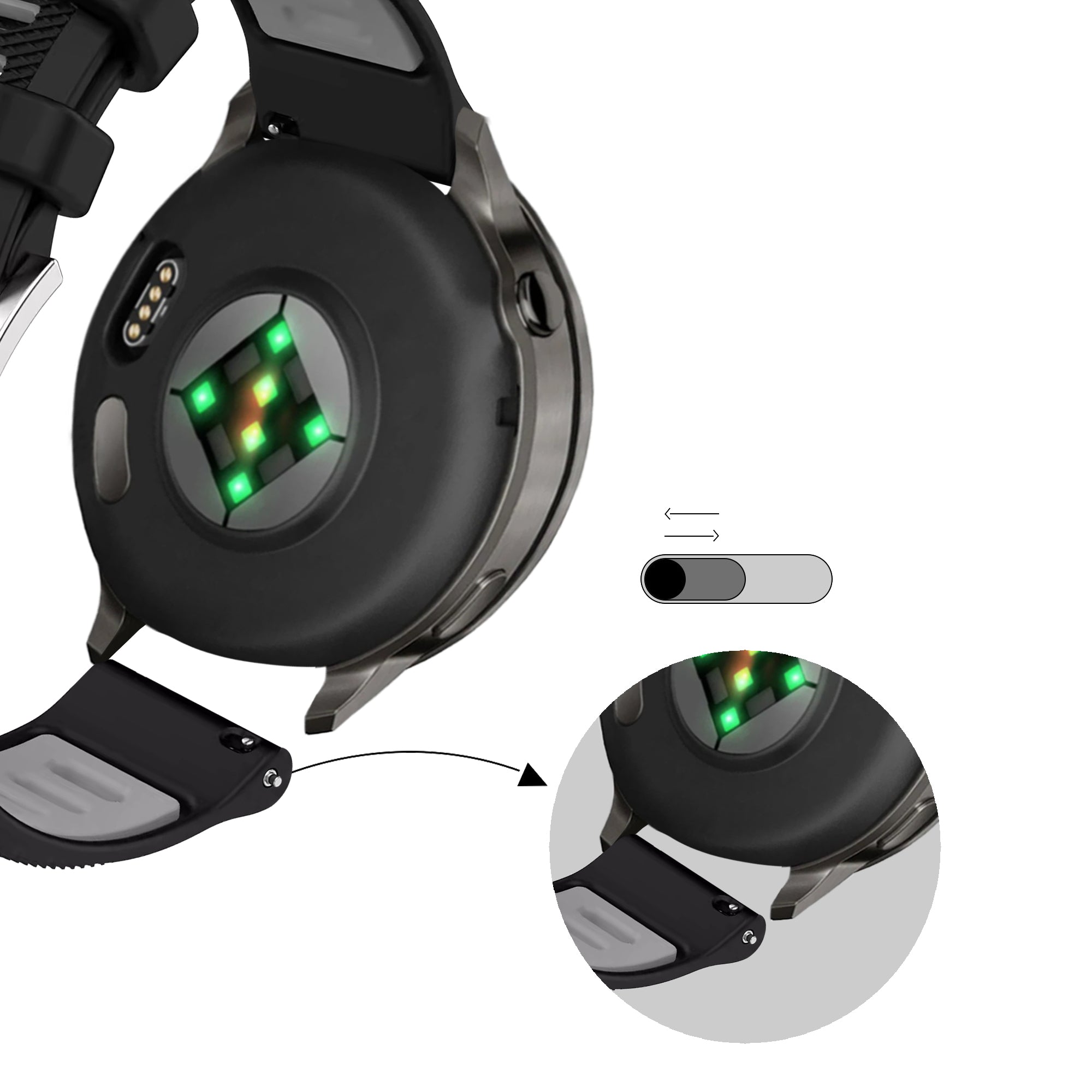 Bandz Garmin Venu 4 - 41mm Sportarmband mit Schnalle (Schwarz/Grau)