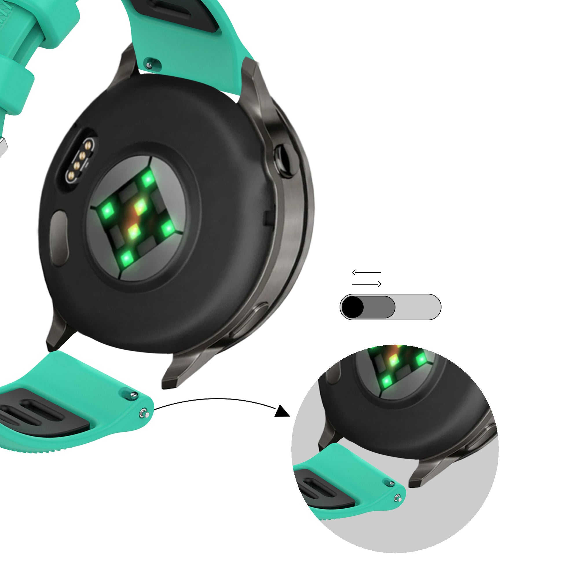 Bandz Garmin Forerunner 255s Sport Strap with Buckle (Aqua/Black)