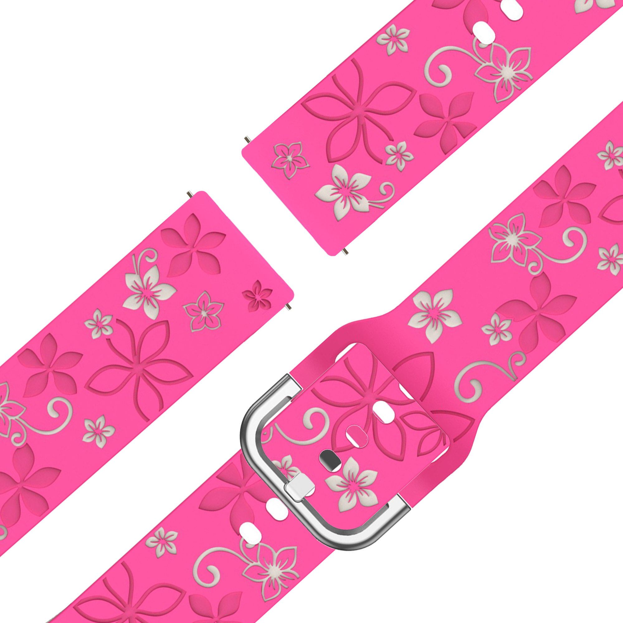 Bandz Garmin Vivoactive 3 Silikonarmband 'Flowers' (Knalliges Rosa/Polarstern)