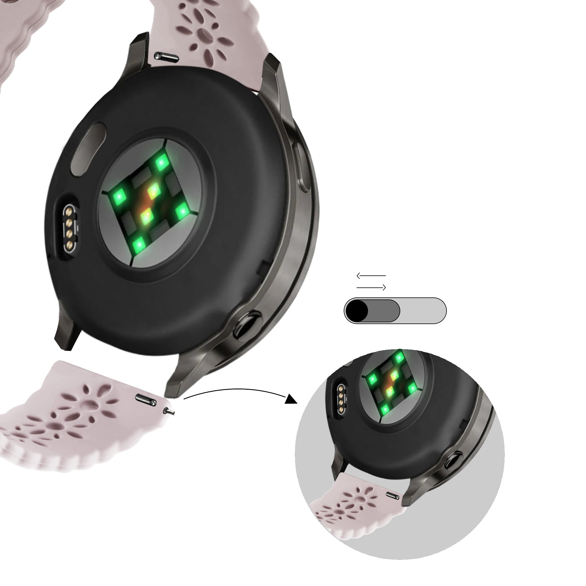 Bandz Garmin Vivomove Luxe Silicone Strap 'Lace' (Pink)