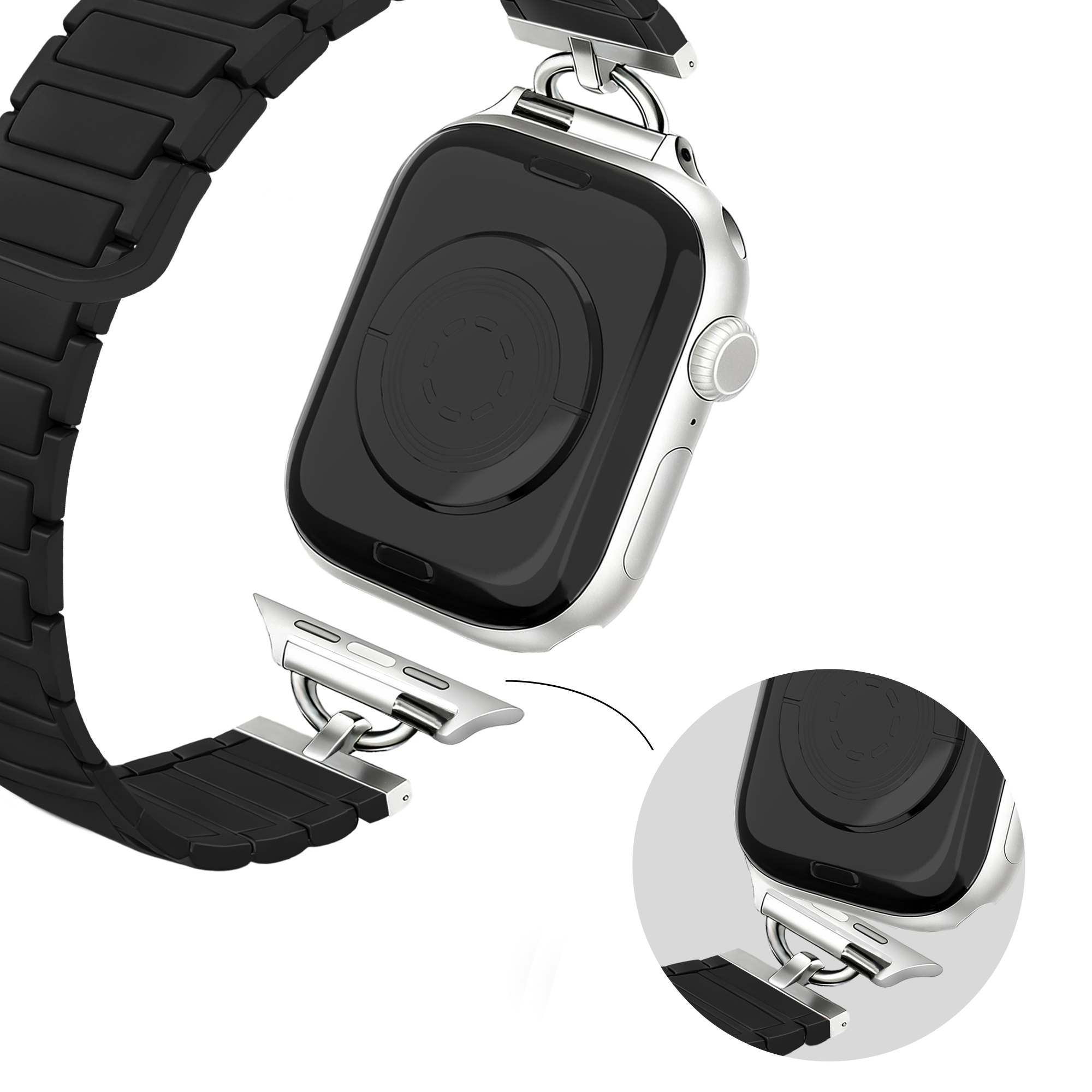 Bandz Apple Watch Magnetisches Silikonarmband 'Slim' (Schwarz)