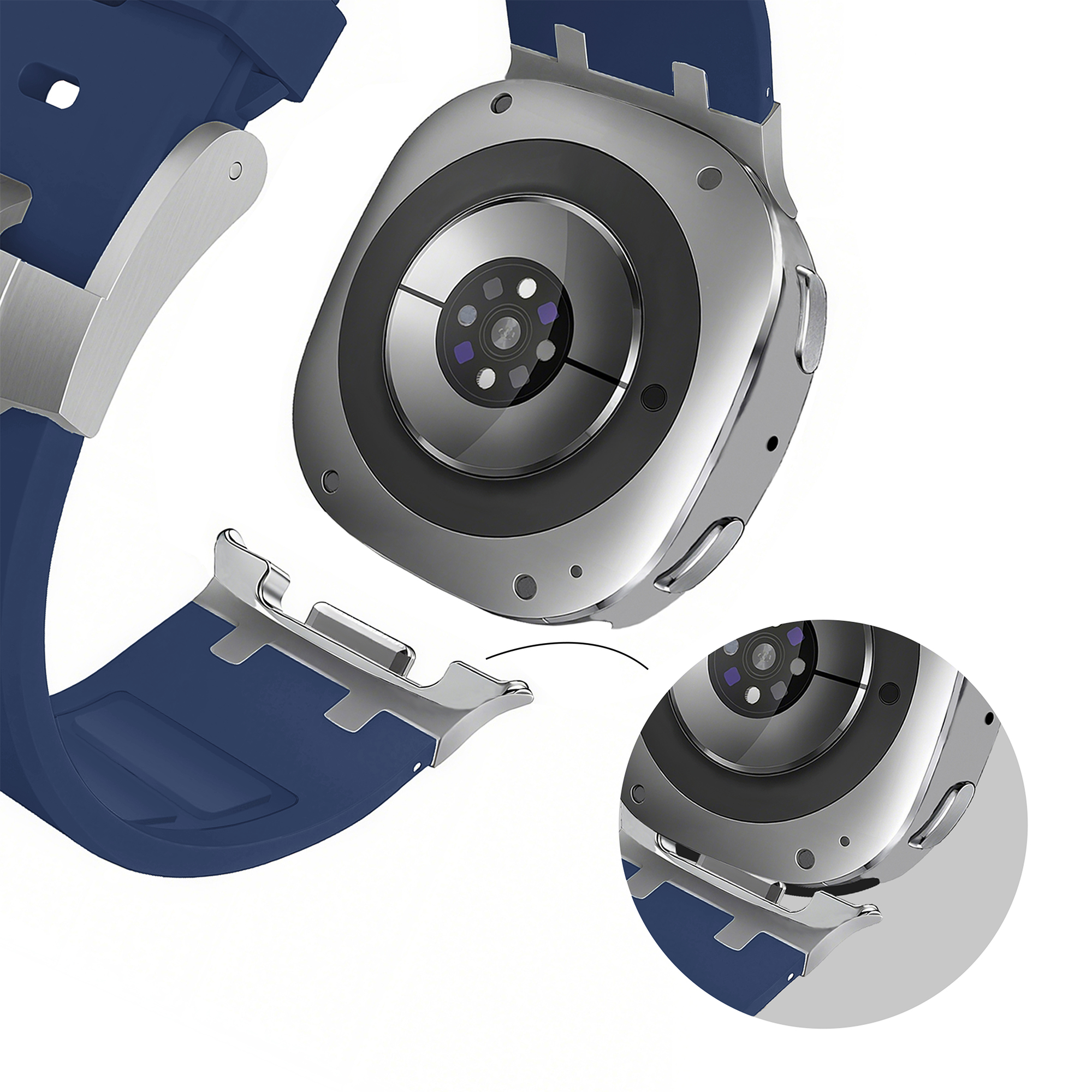 Bandz Samsung Galaxy Watch 8 - 40mm Silikonarmband 'Luxe Liquid' (Dunkel Blau)