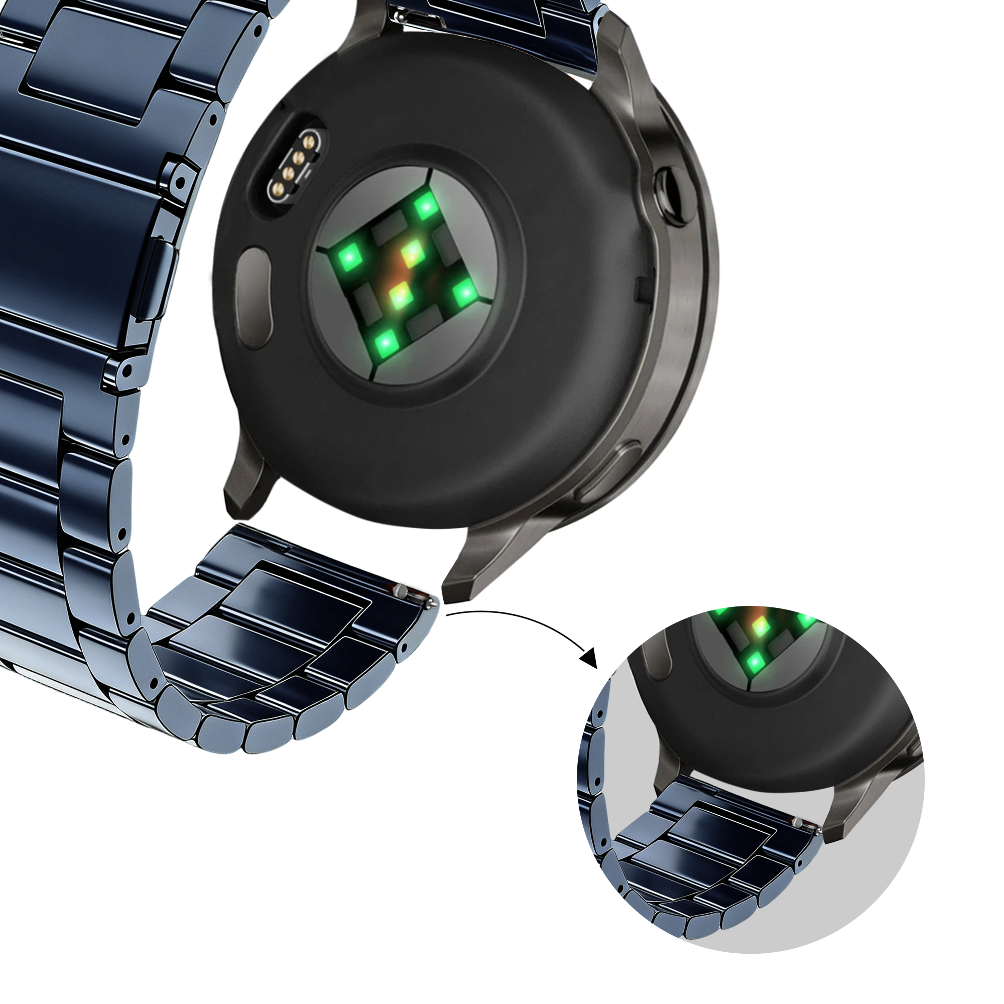 Bandz Garmin Venu 2 Stahlarmband 'Classic' (Blau)