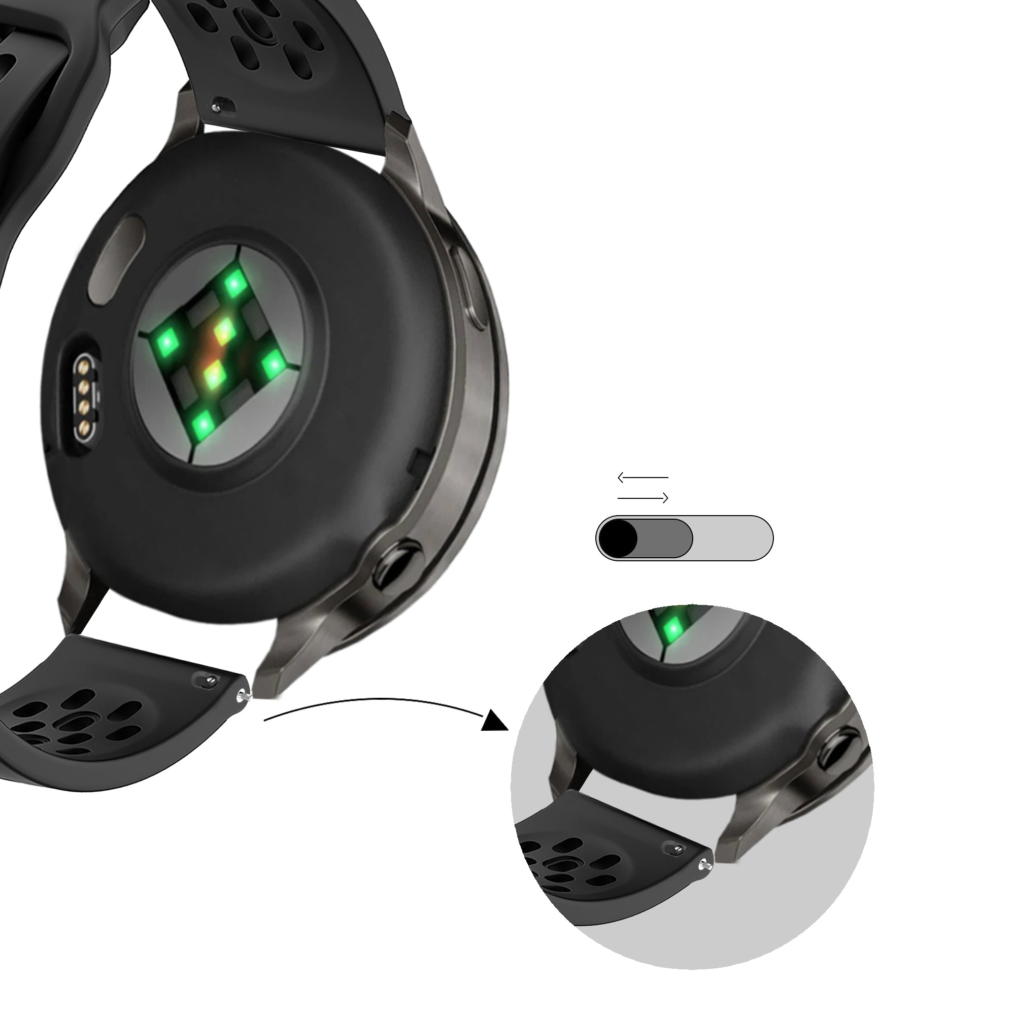 Bandz Garmin Forerunner 245 Silicone Strap 'Air' (Black)