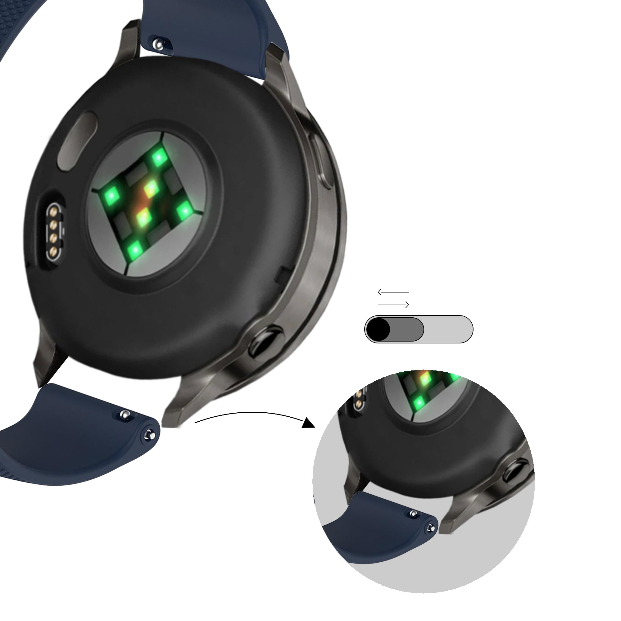 Bandz Garmin Forerunner 570 - 47mm Silikonarmband 'Premium' (Dunkelblau)