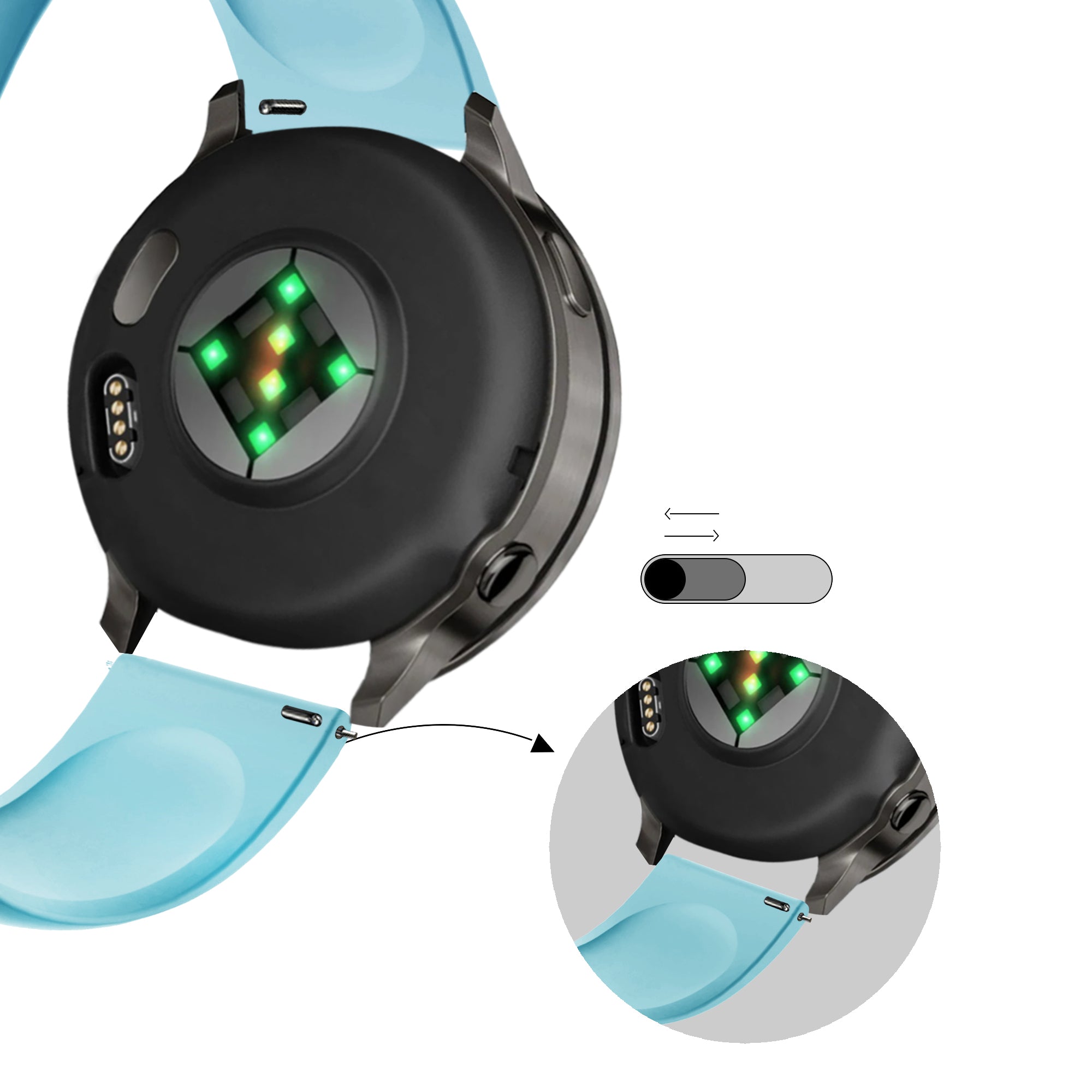 Bandz Garmin Vivoactive 4s Sportarmband 'Deluxe' (Hellblau)