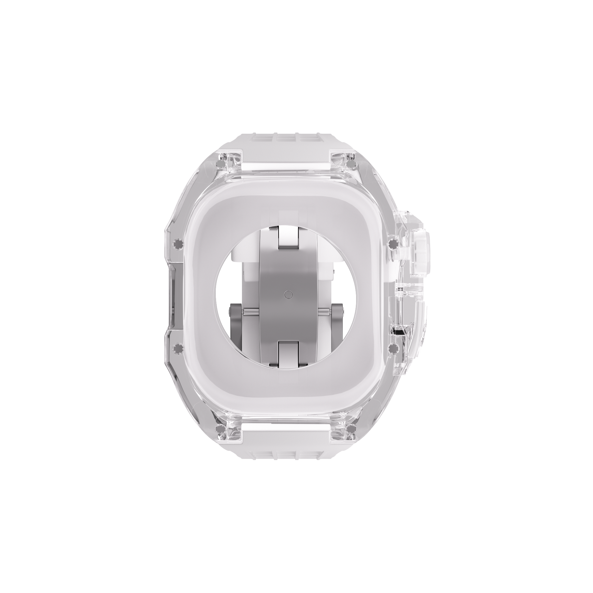 Reqior Apple Watch 45mm Polymer Hülle mit integriertem Gummi-Armband (Transparent)