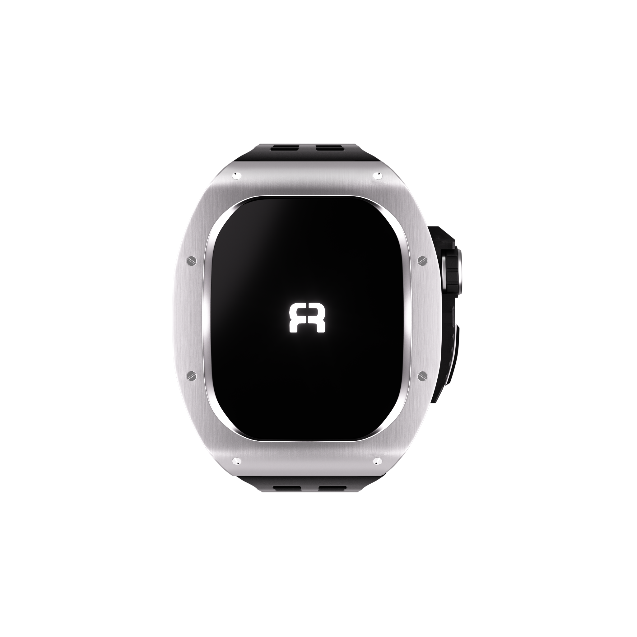 Reqior Apple Watch 45mm Polymer and Metal Hülle mit integriertem Gummi-Armband (Silber)