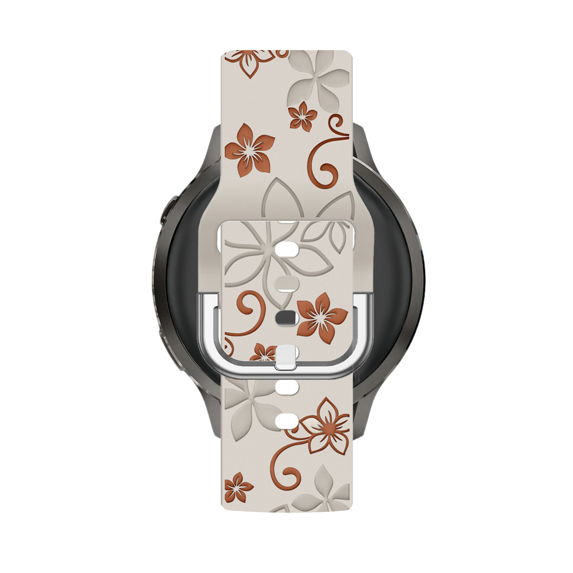 Bandz Garmin Venu 4 - 41mm Silikonarmband 'Flowers' (Polarstern/Braun)
