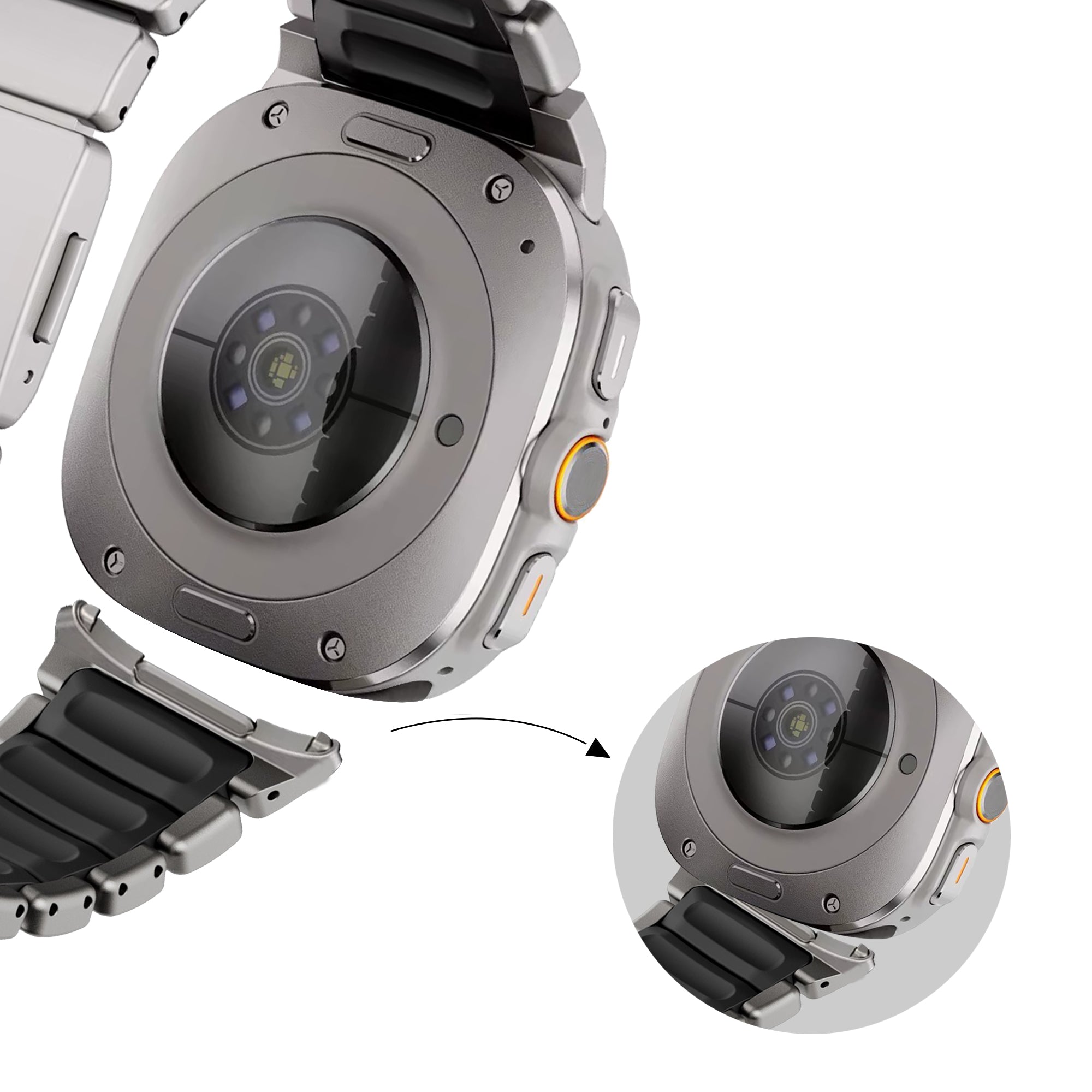 Bandz Samsung Galaxy Watch Ultra Titanarmband 'Hybrid' (Titan/Schwarz)