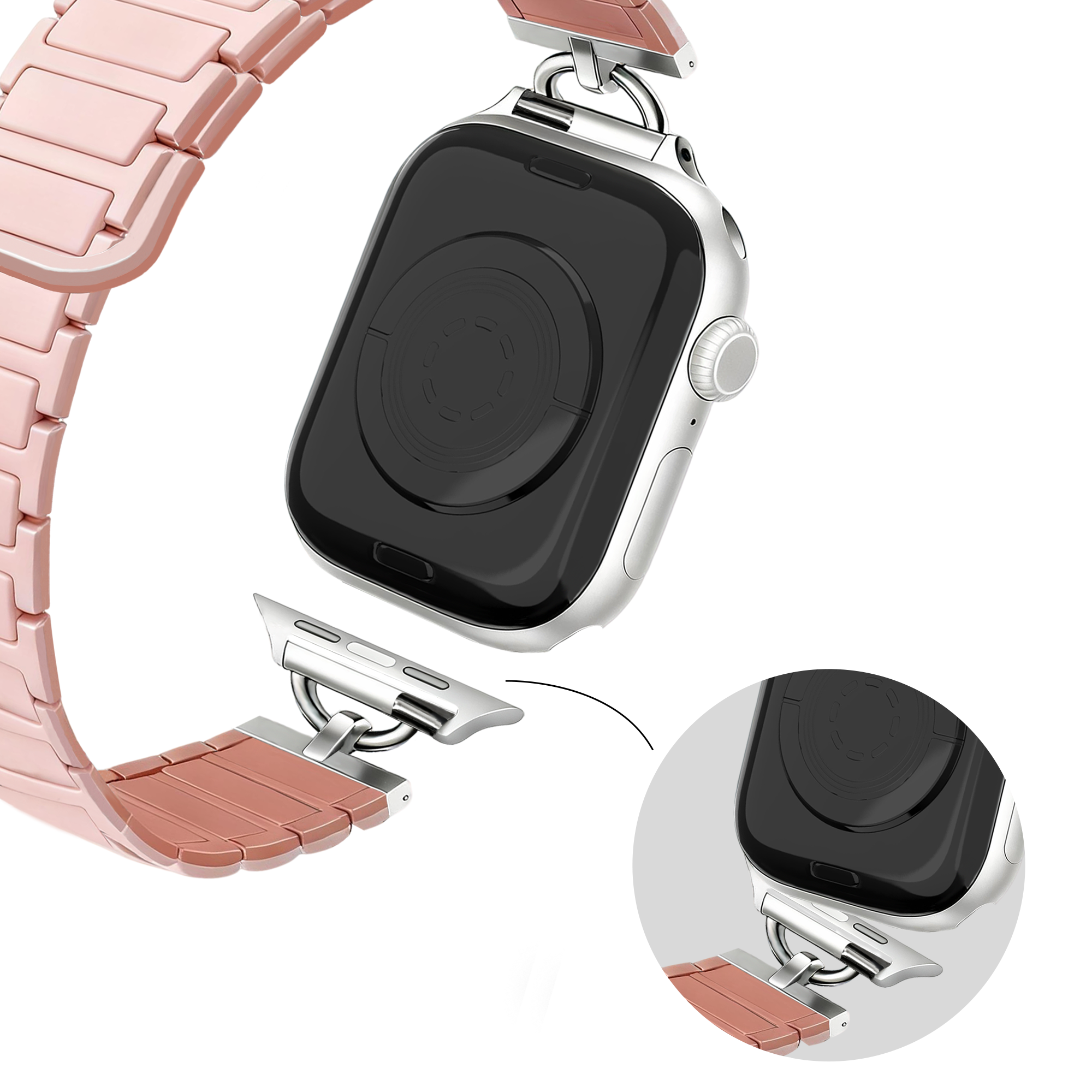 Bandz Apple Watch Magnetisches Silikonarmband 'Slim' (Rosa)