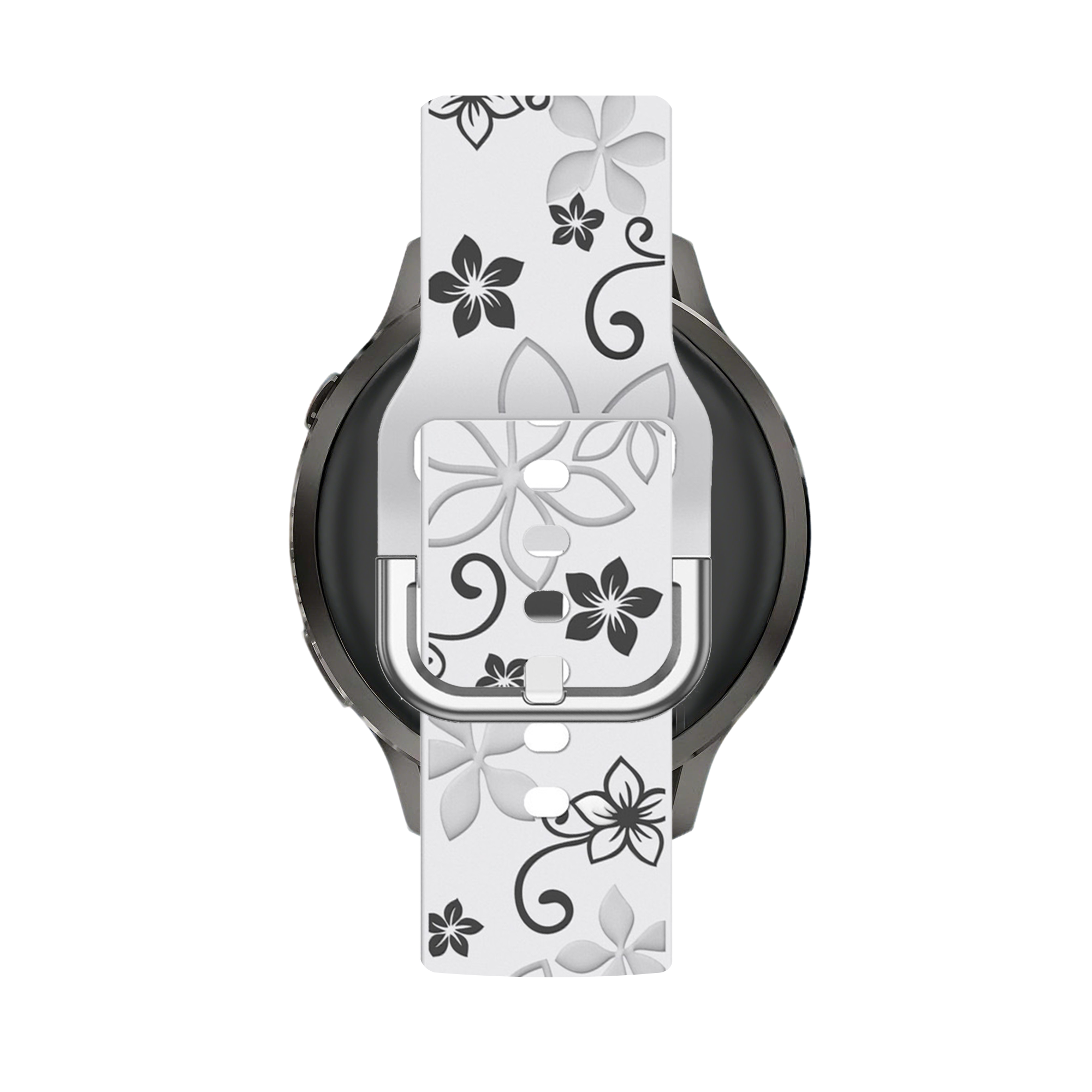 Bandz Garmin Forerunner 645 Silicone Strap 'Flowers' (White/Black)