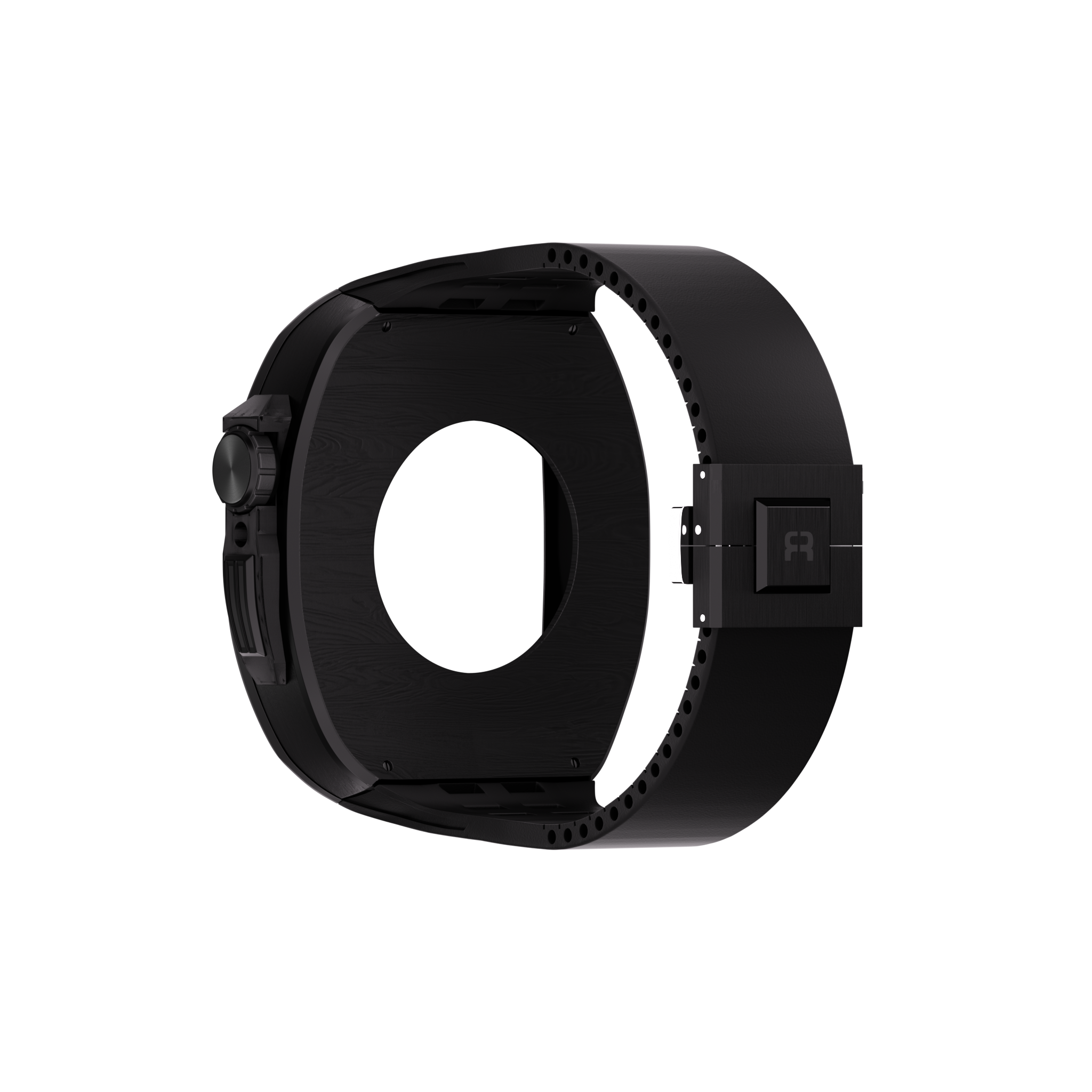 Reqior Apple Watch 45mm Polymer Hülle mit integriertem Gummi-Armband (Ruß)