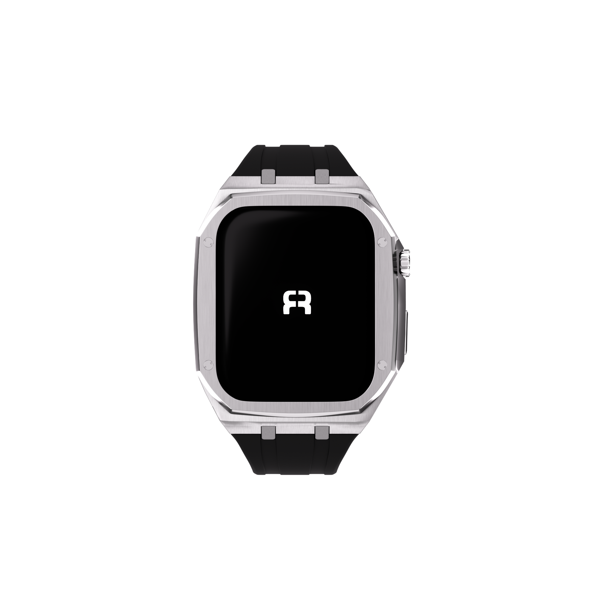 Reqior Apple Watch 45mm Metal Hülle mit integriertem Gummi-Armband (Silber)