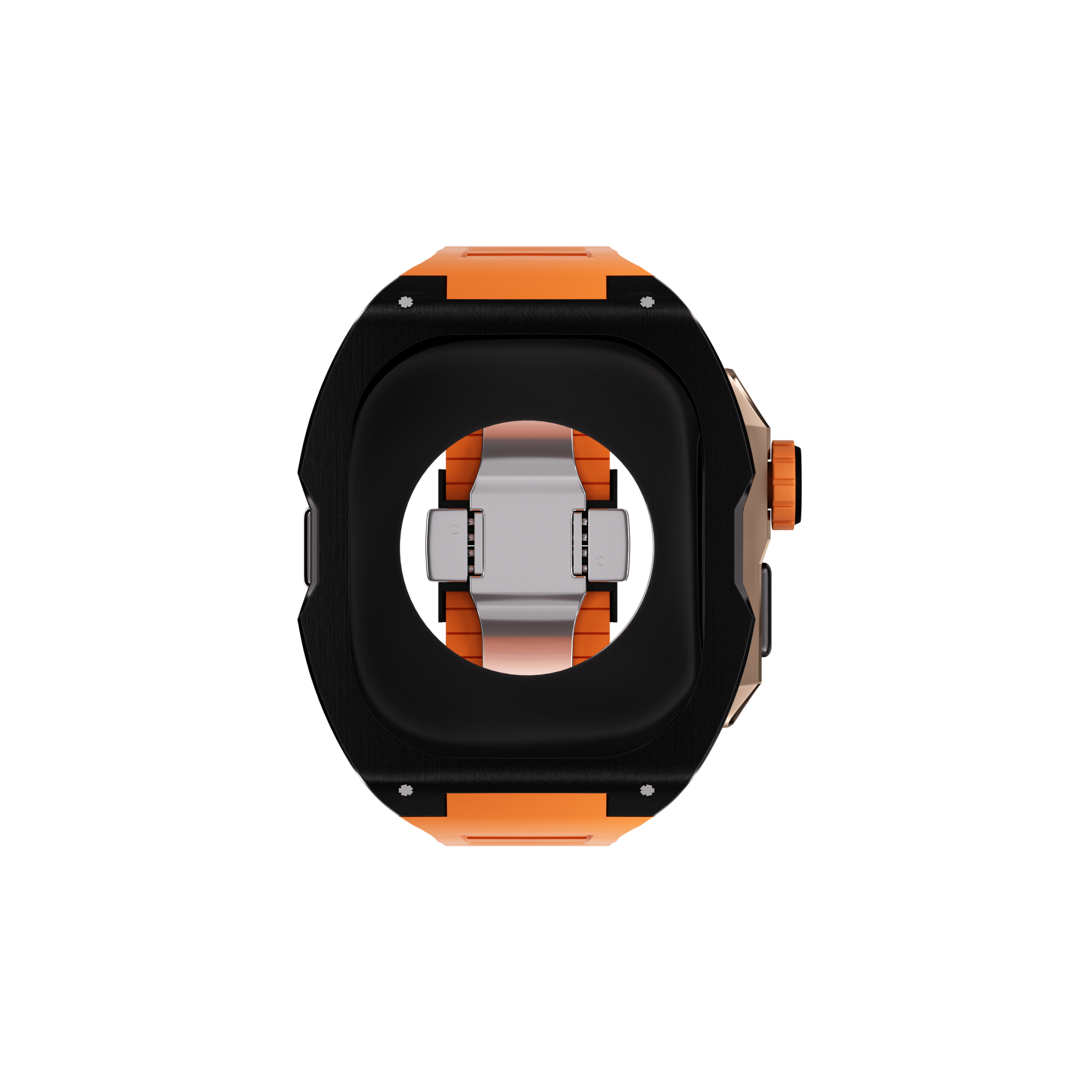 Reqior Apple Watch Ultra Hülle mit integriertem Gummi-Armband (Schwarz/Orange)