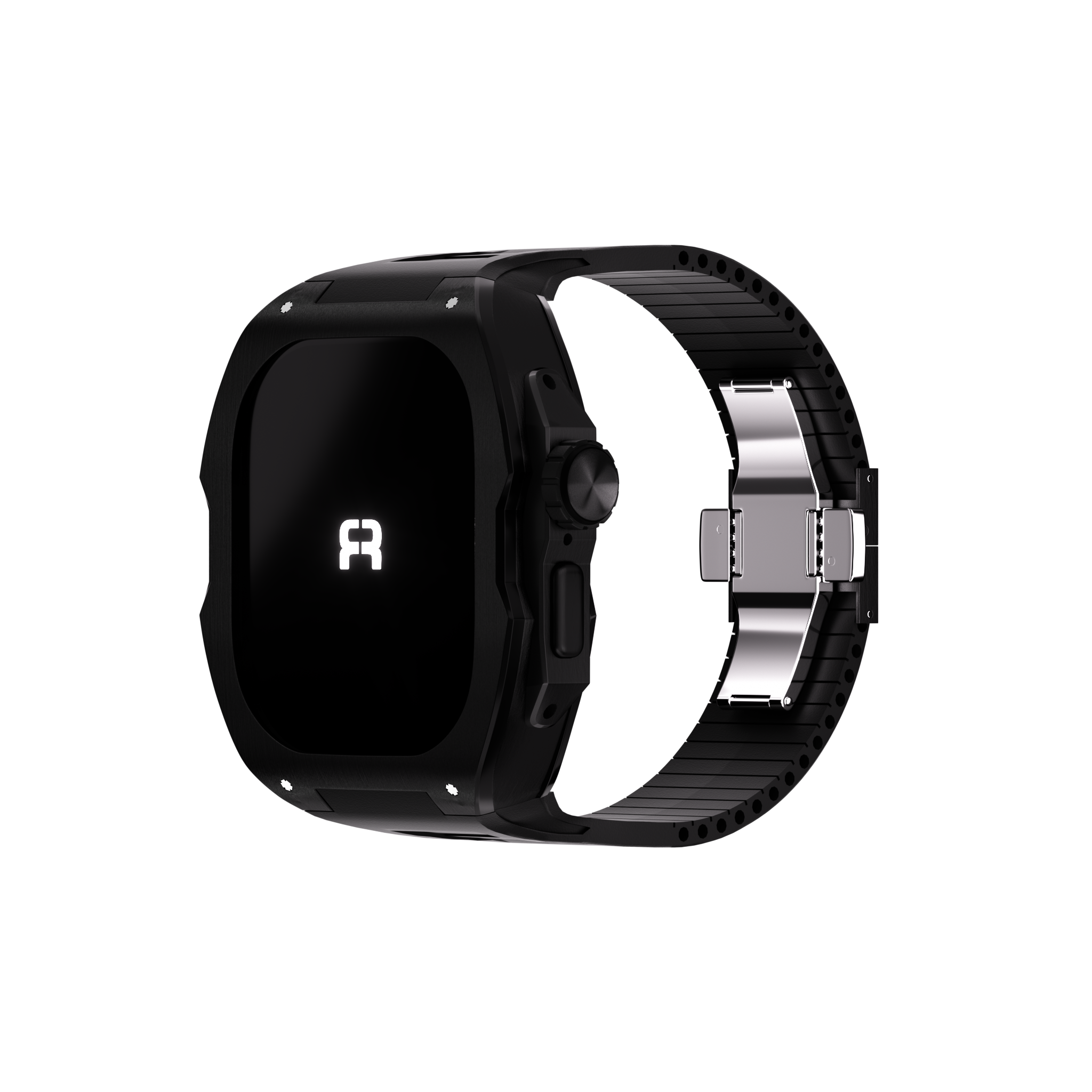 Reqior Apple Watch Ultra Hülle mit integriertem Gummi-Armband (Schwarz)