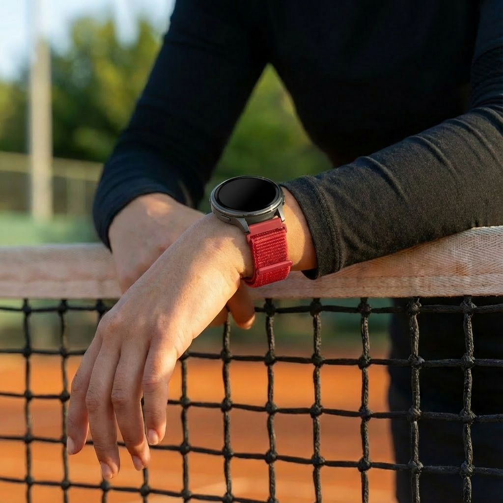 Bandz Garmin Forerunner 55 Nylon Loop Armband (Rot)