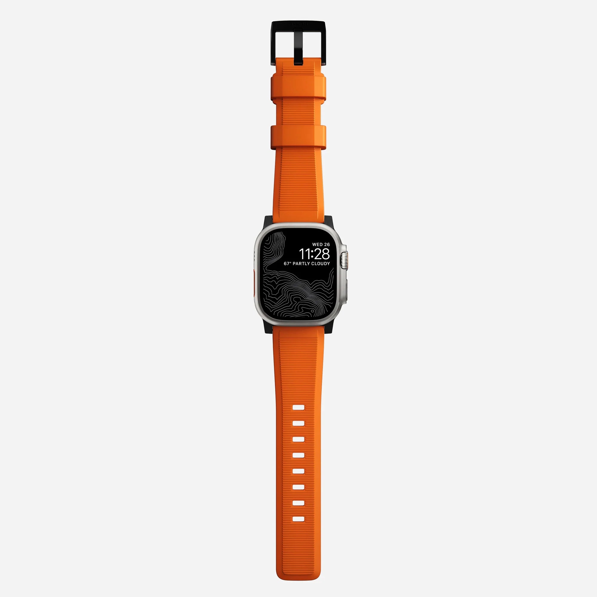 Nomad Rugged Apple Watch Silicone Strap (Black/Ultra Orange)