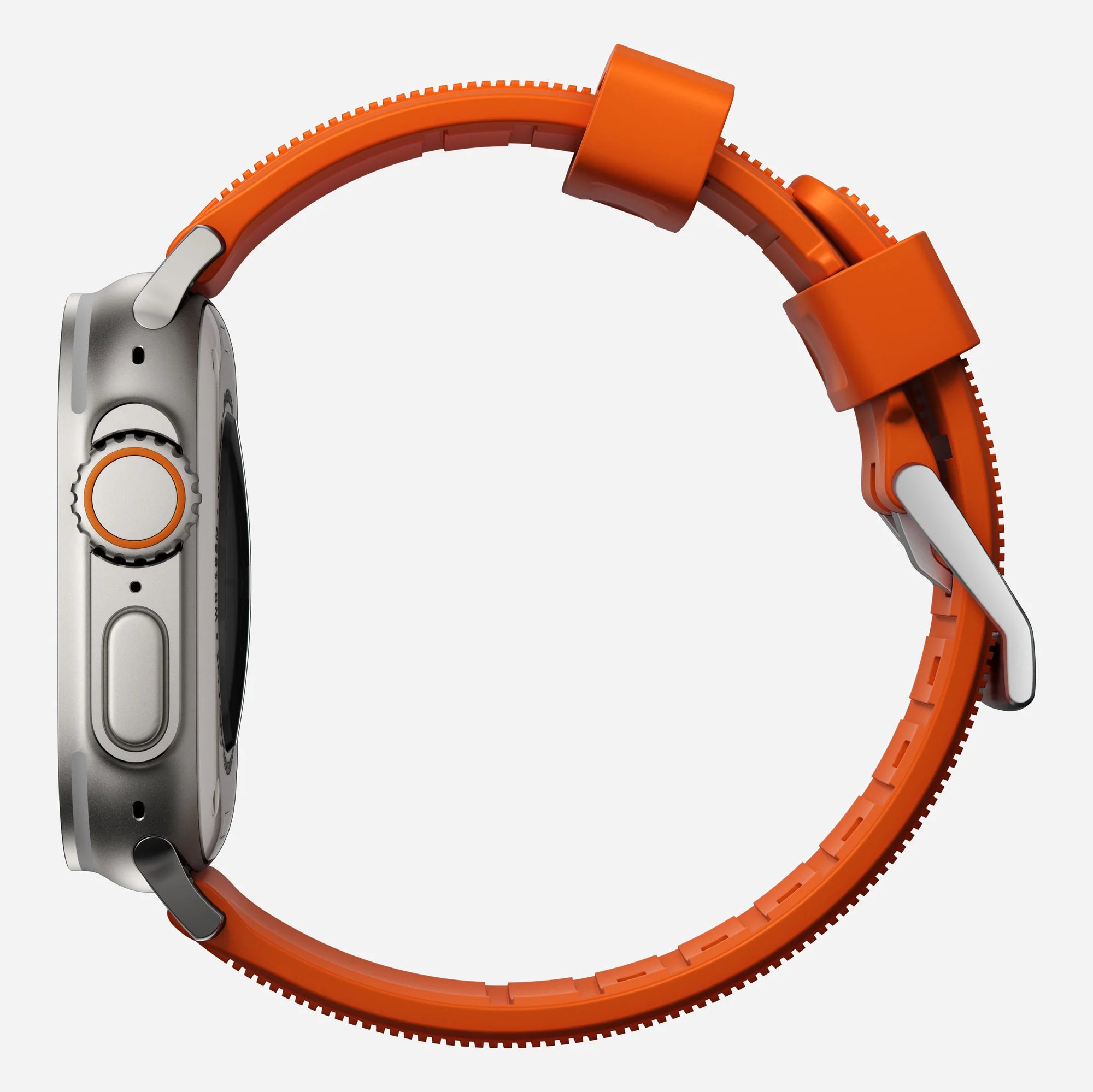 Nomad Rugged Apple Watch Silikonarmband (Silber/Ultra Orange)