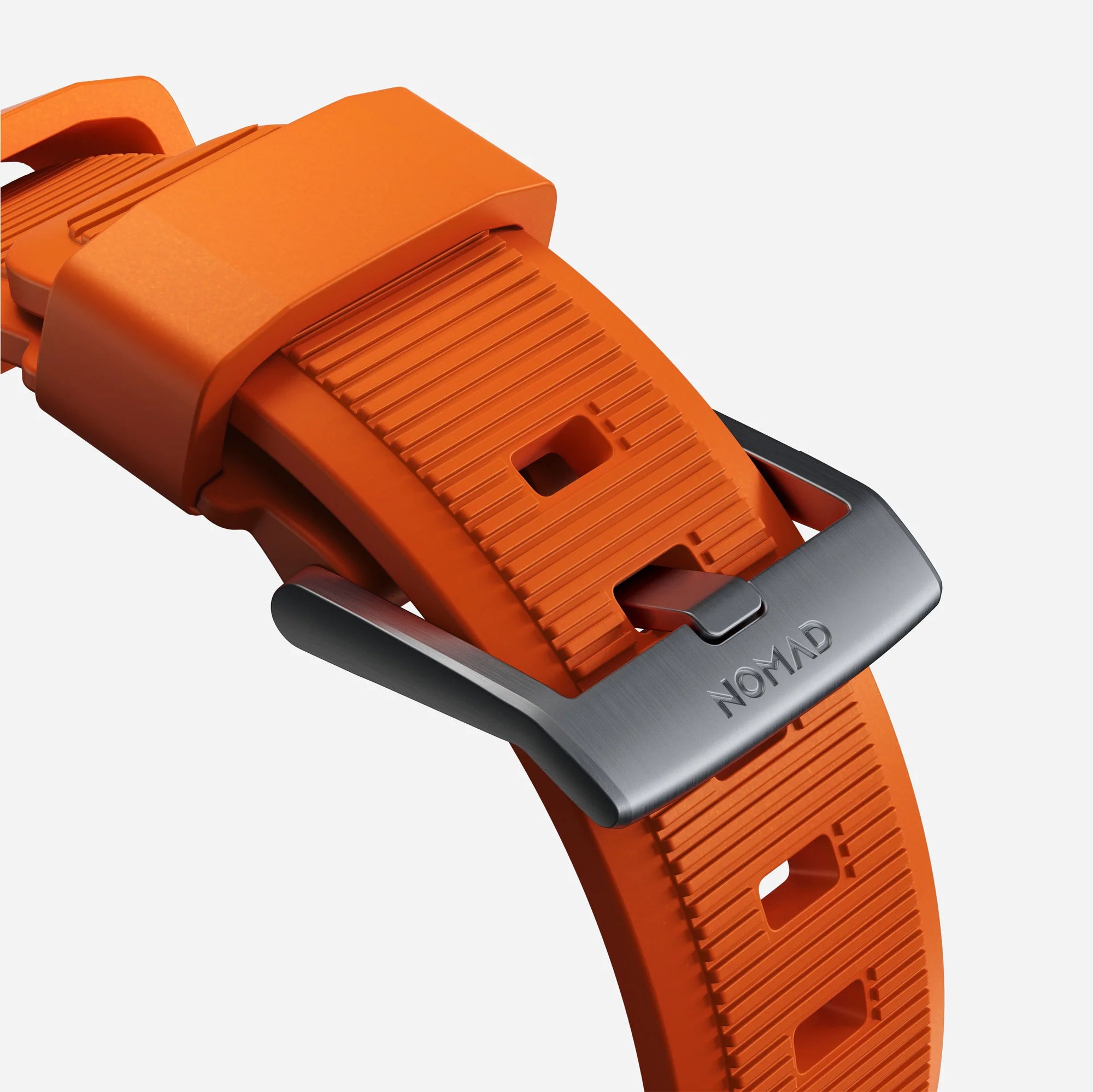 Nomad Rugged Apple Watch Silikonarmband (Silber/Ultra Orange)