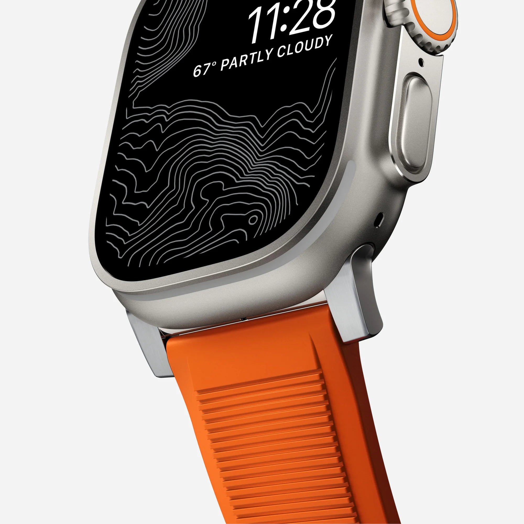 Nomad Rugged Apple Watch Silikonarmband (Silber/Ultra Orange)