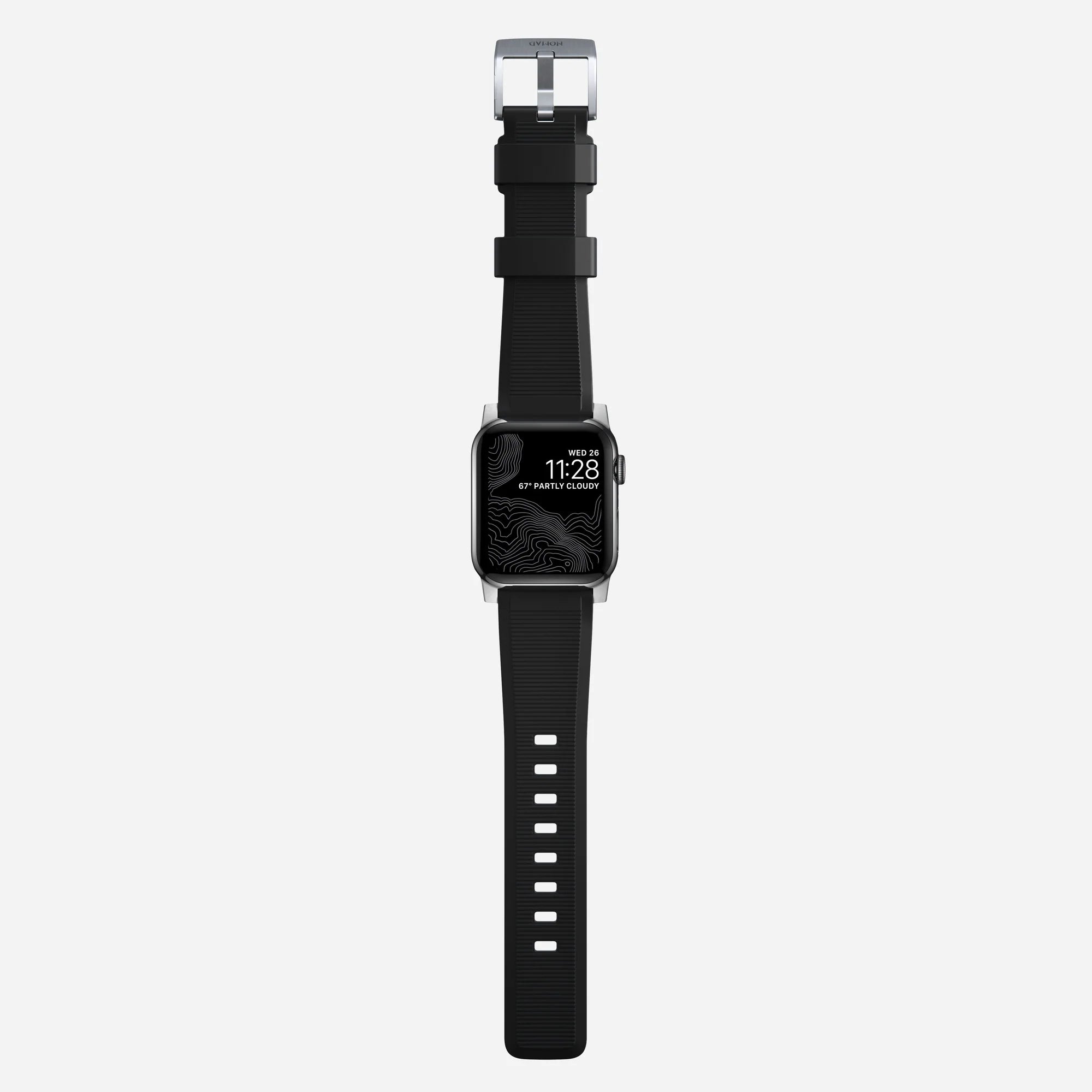 Nomad Rugged Apple Watch Silicone Strap (Black/Silver)